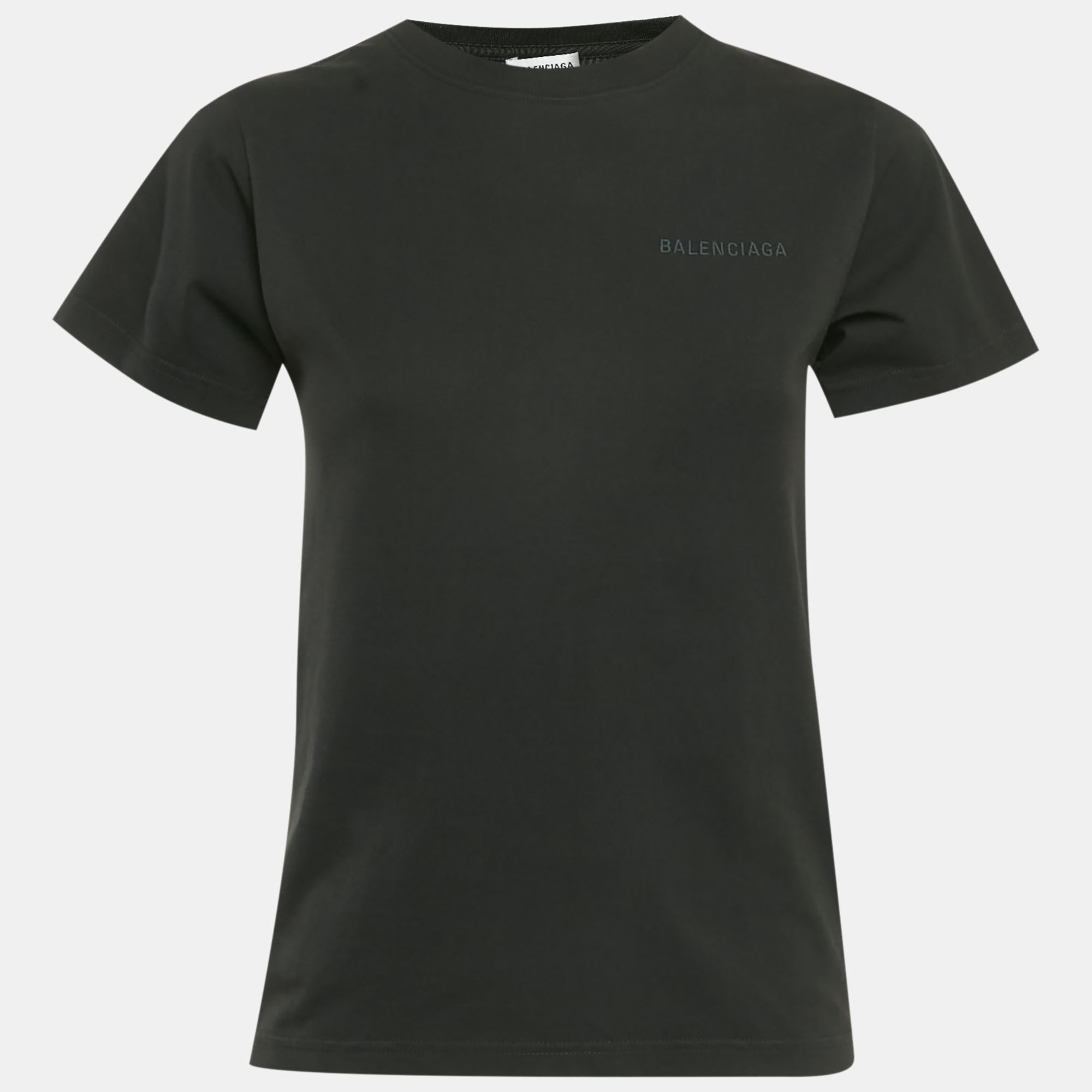 Pre-owned Balenciaga Black Logo Embroidered Cotton Knit T-shirt S