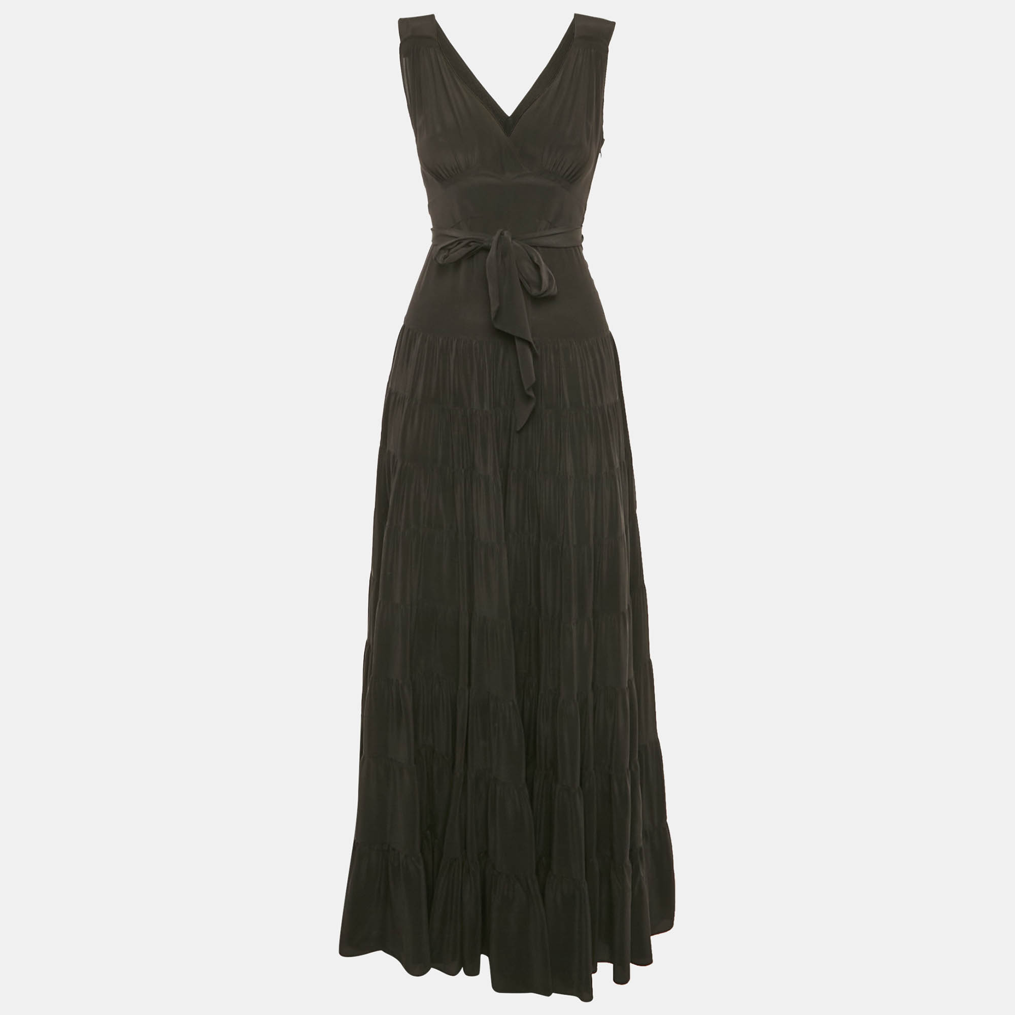 

Balenciaga Black Silk Flared Maxi Dress S