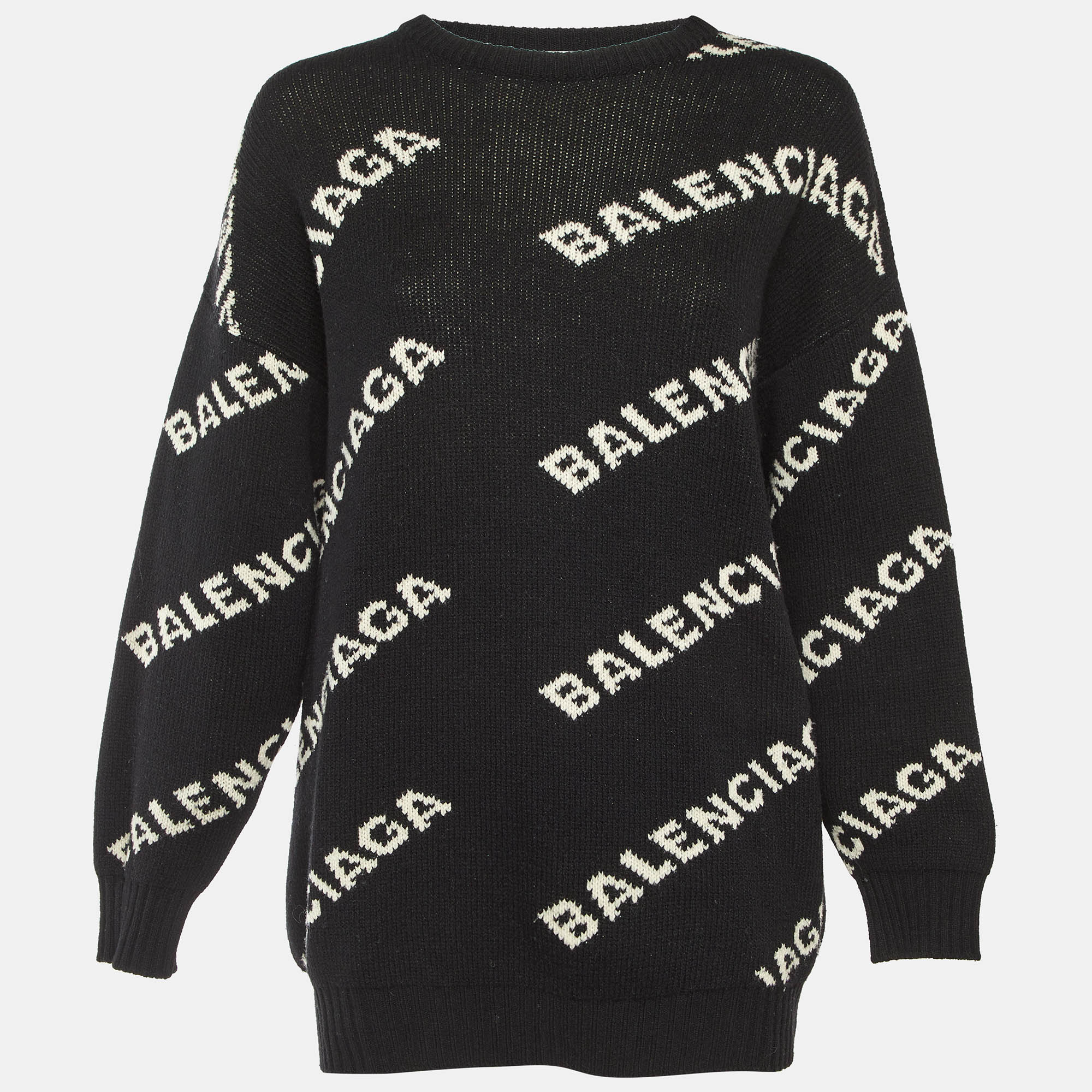 

Balenciaga Black All Over Logo Wool Blend Knit Sweater M