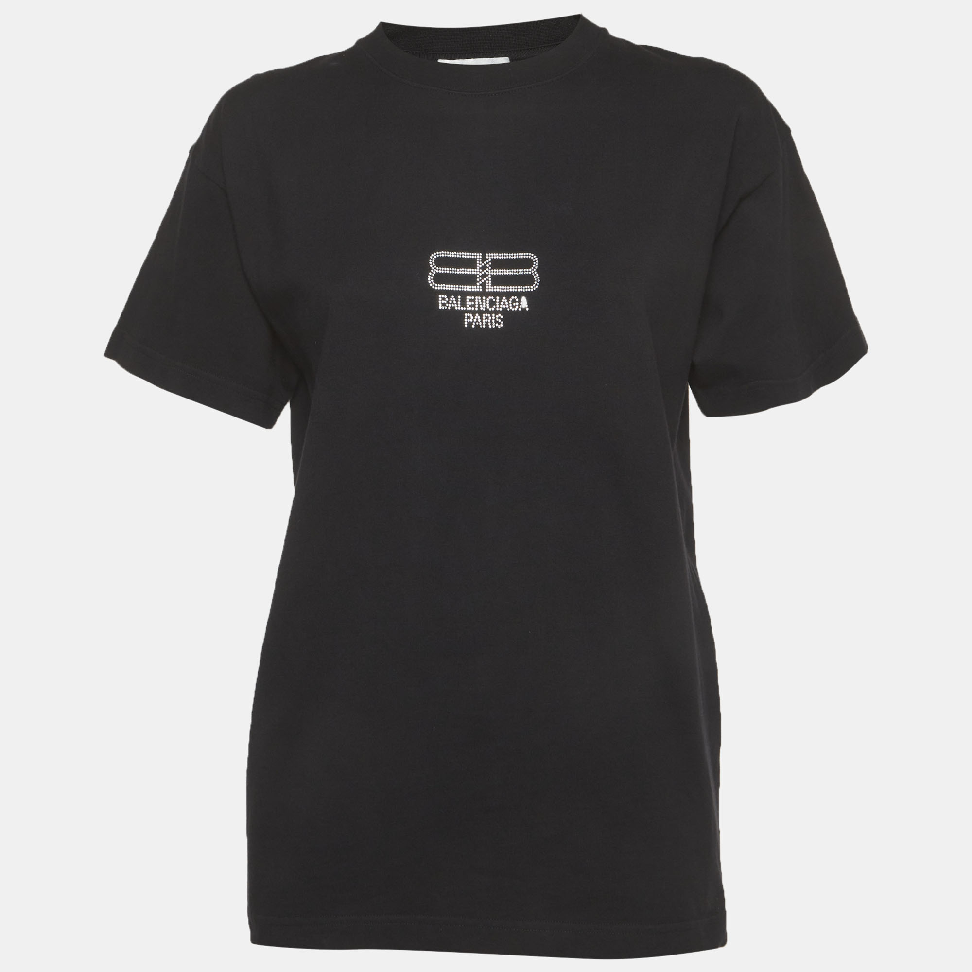 

Balenciaga Unisex Black BB Rhinestone Jersey T-Shirt XS
