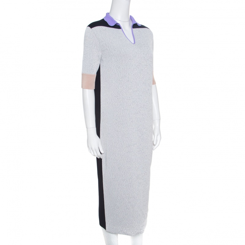 

Balenciaga Colorblock Pattern Knit Shift Midi Dress, Multicolor