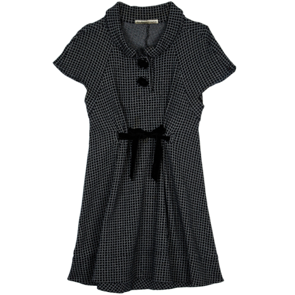 Pre Owned Balenciaga Monochrome Grid Print Dress M