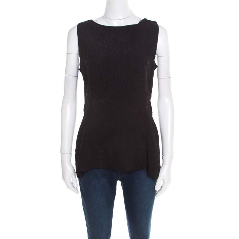 

Balenciaga Black Textured Jersey Sleeveless Top and Jacket Set
