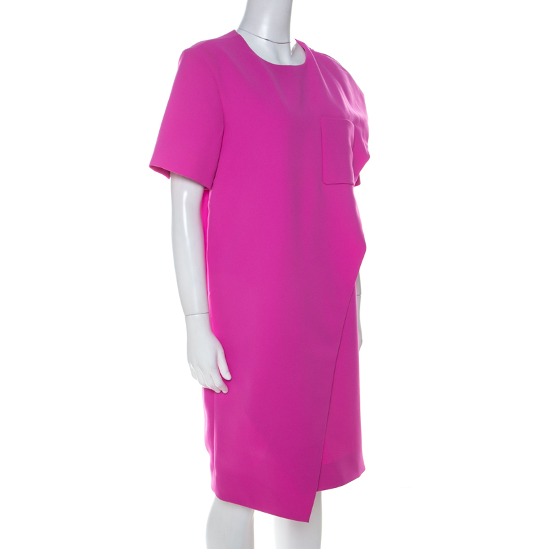 

Balenciaga Pink Crepe Front Flap Detail Shift Dress