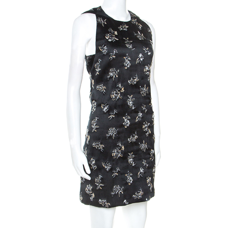 

Balenciaga Black Silk Blend Embellished Sleeveless Trapeze Dress