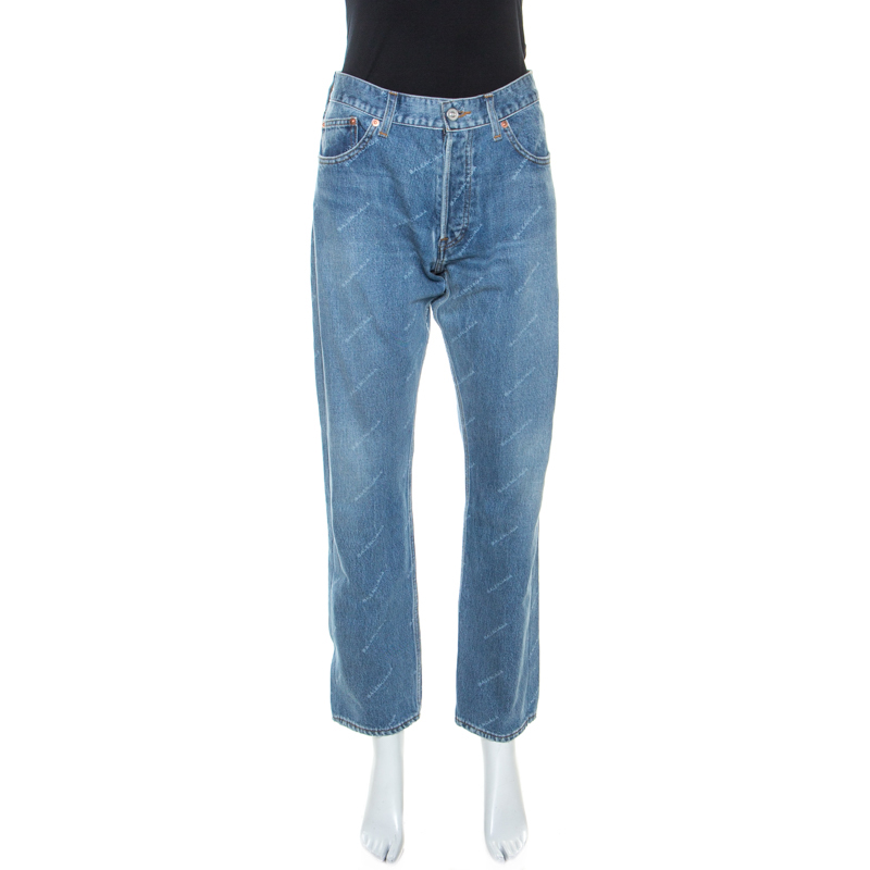 Balenciaga Blue Denim Monogram Jeans XL