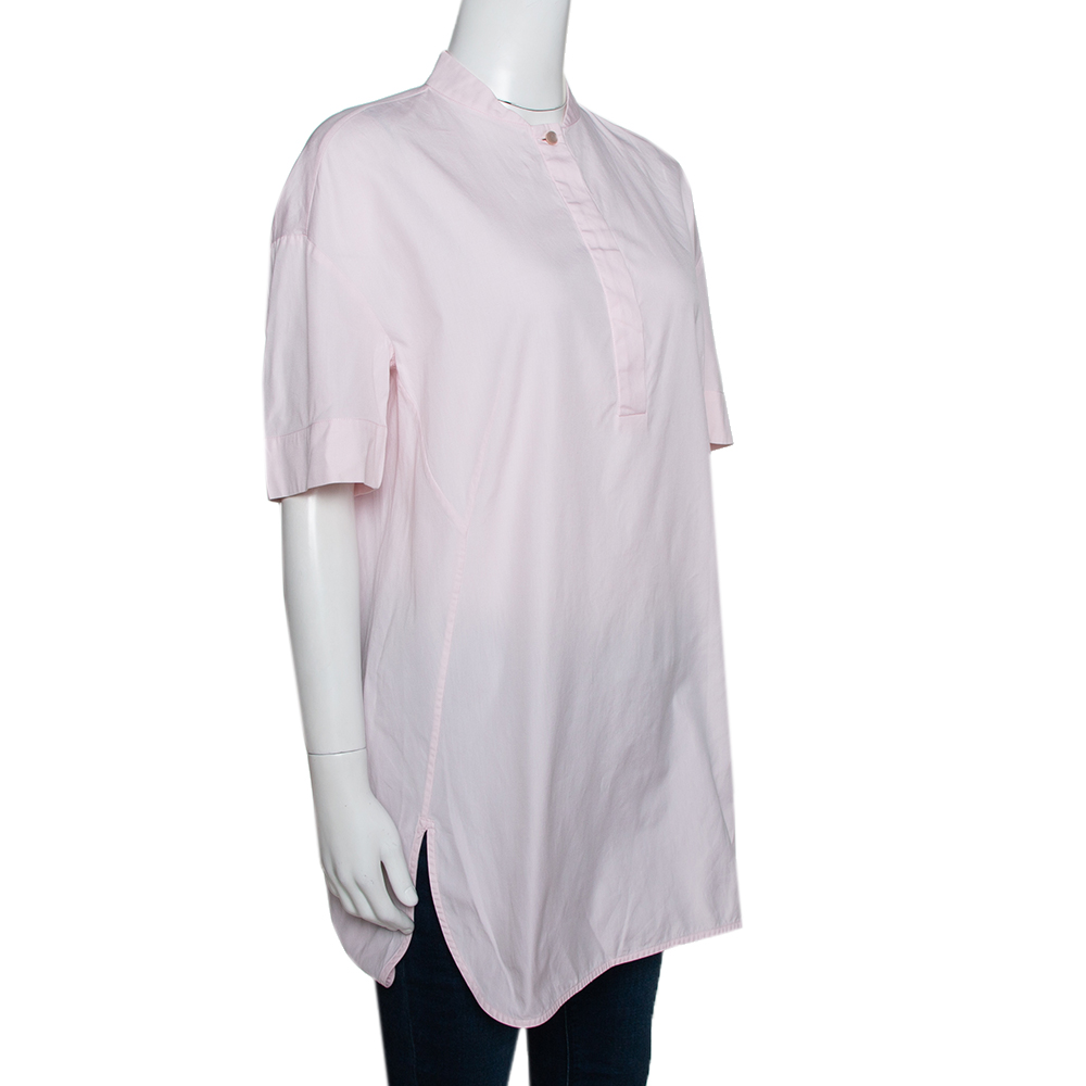 

Balenciaga Light Pink Cotton Half Placket Tunic Top
