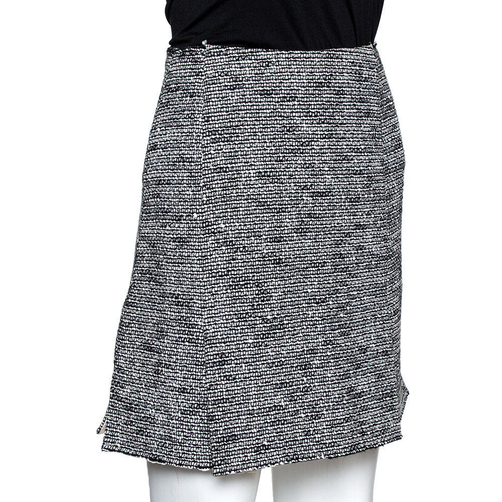 

Balenciaga Monochrome Tweed Gomme Mini Skirt, Black