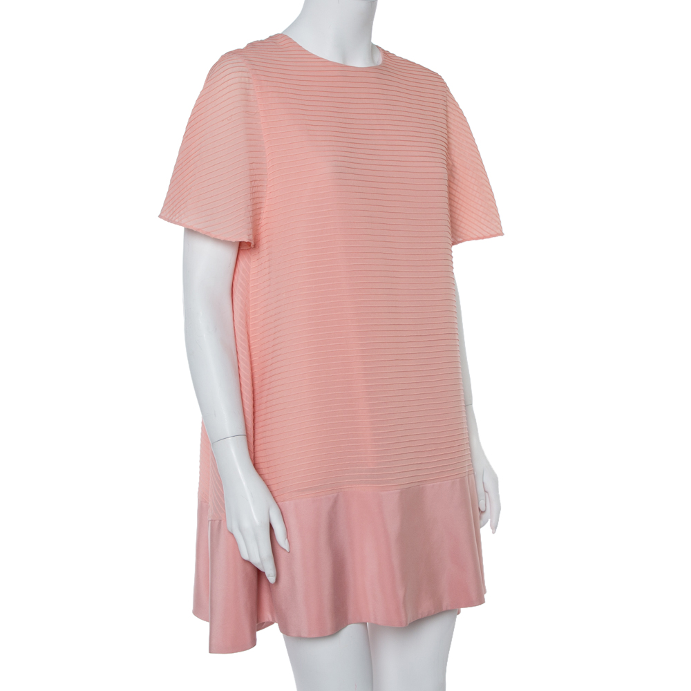 

Balenciaga Silk Pink Pintuck Detail A-Line Shift Dress
