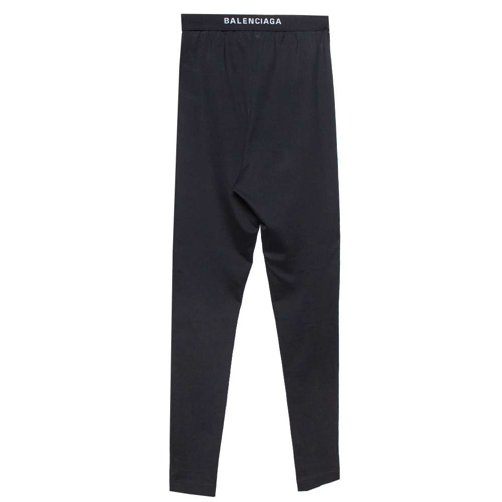 

Balenciaga Black Knit Logo Detail High Waist Leggings