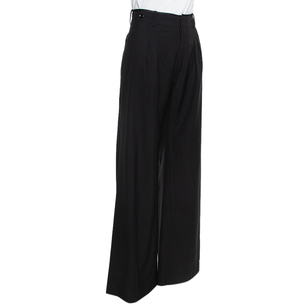 

Balenciaga Black Wool High Waist Wide Leg Trousers