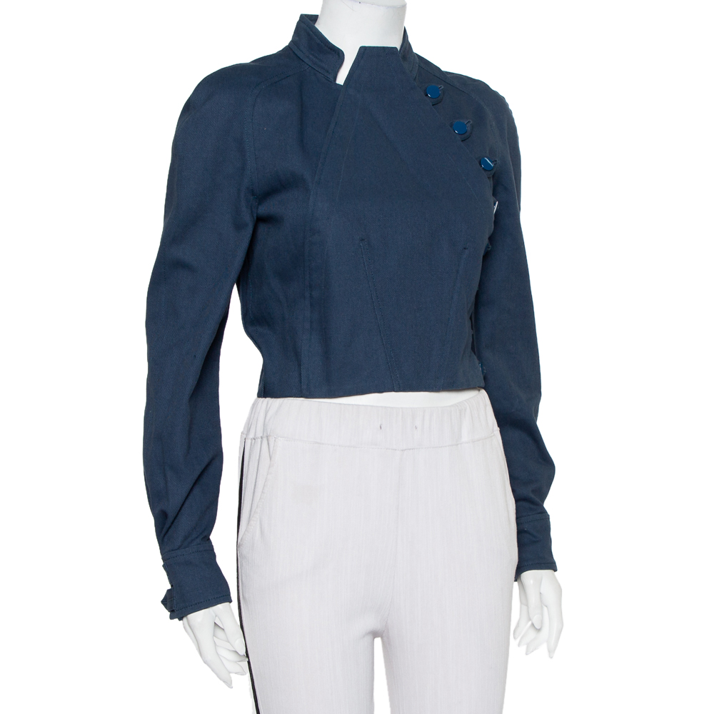

Balenciaga Vintage Blue Cotton Canvas Button Front Jacket