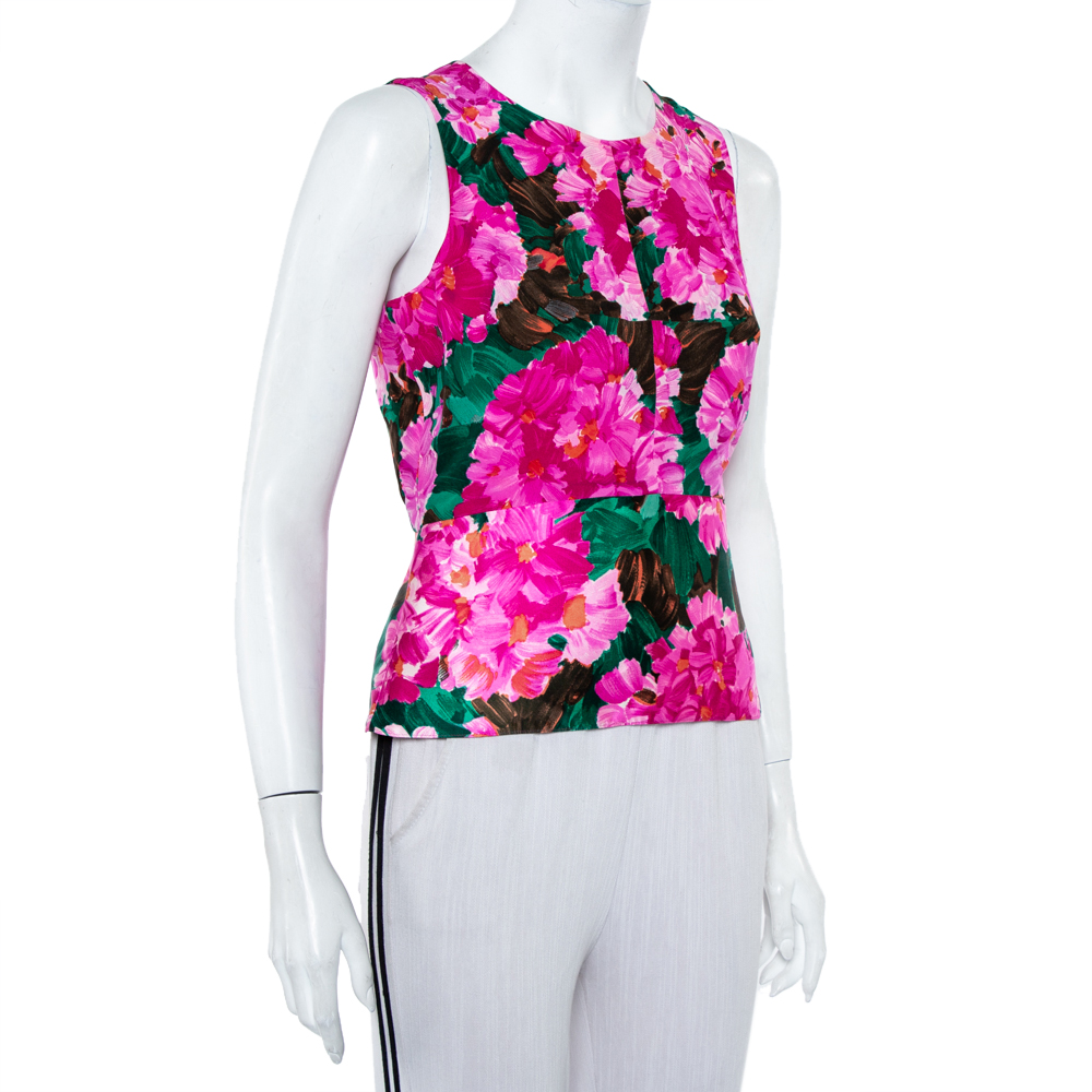 

Balenciaga Multicolor Floral Printed Silk Sleeveless Top