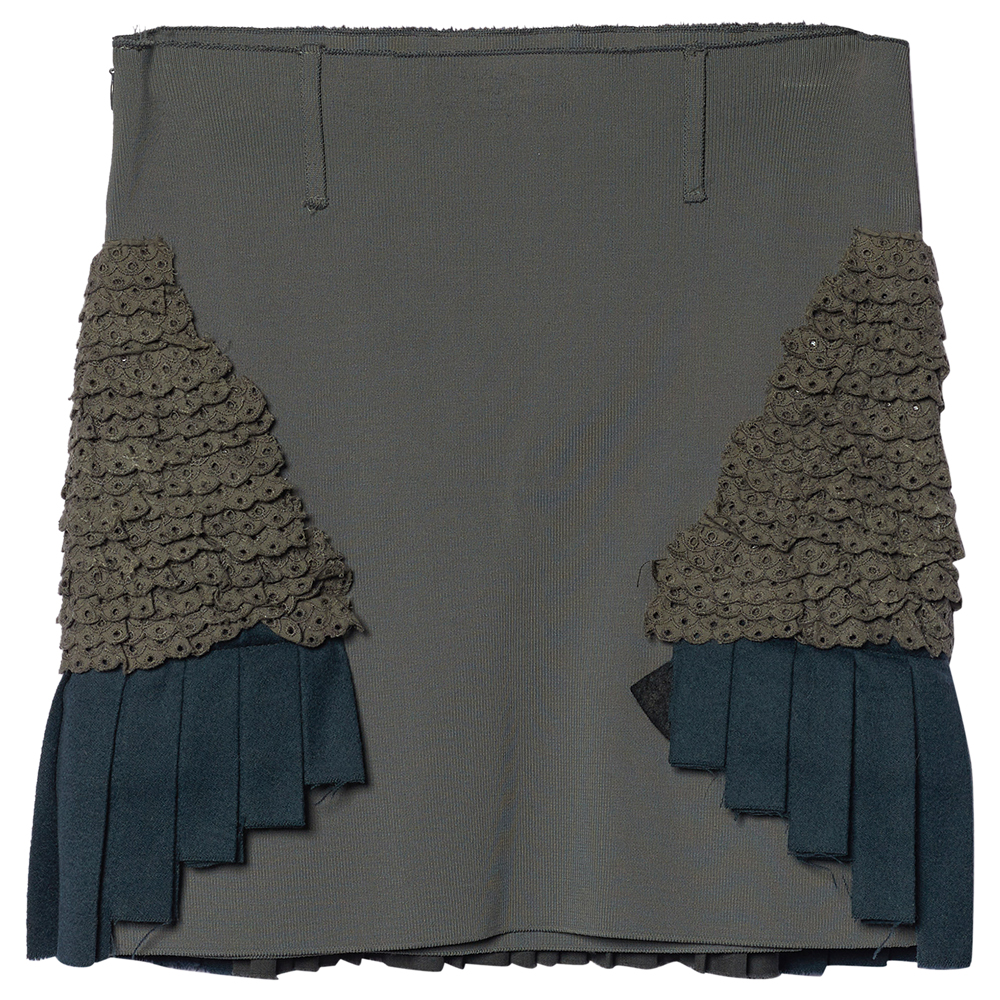 

Balenciaga Vintage Grey Knit Pleated Detail Mini Skirt