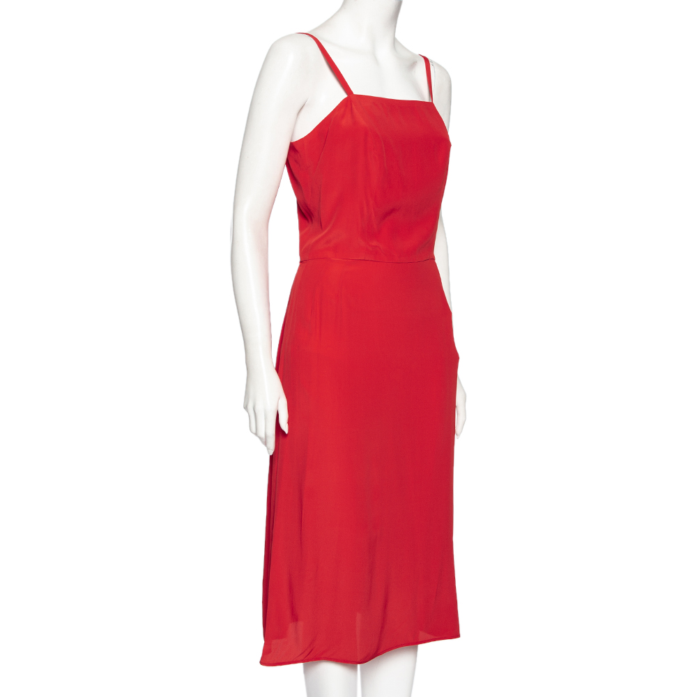 

Balenciaga Red Silk Blend Sleeveless Sheath Dress