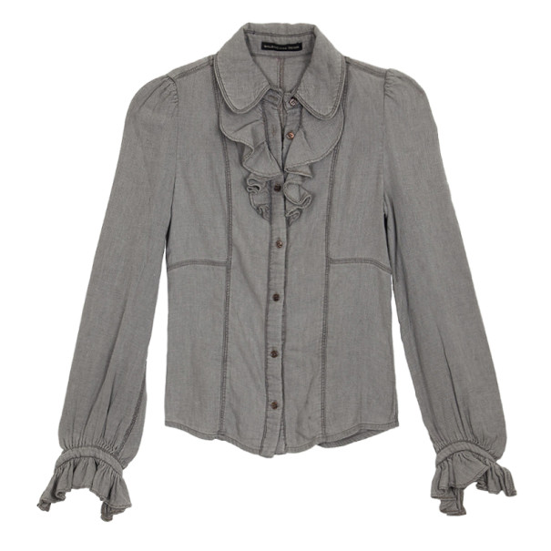 Pre Owned Balenciaga Denim Ruffle Shirt S