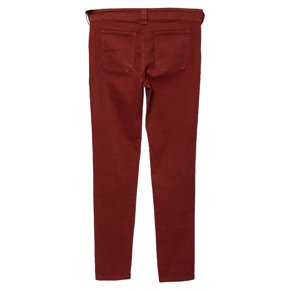 

Balenciaga Maroon Cotton Skinny Fit Pants, Red