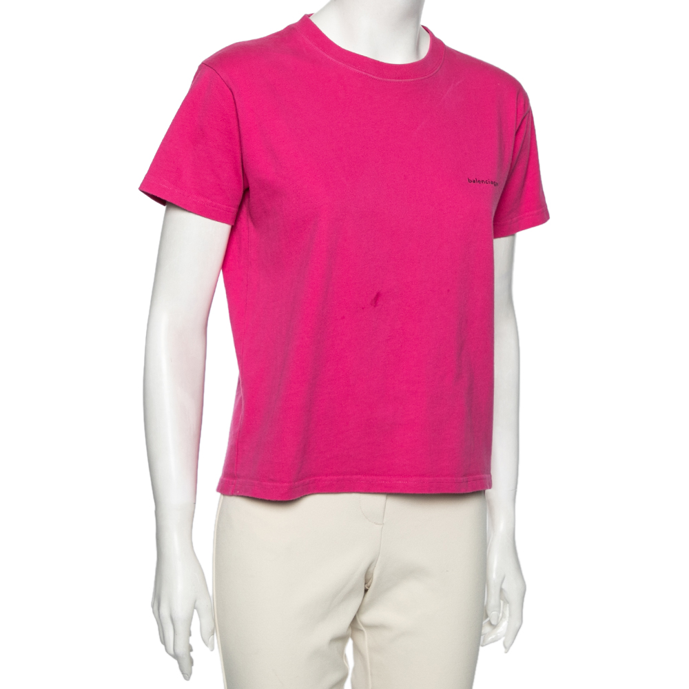 

Balenciaga Pink Cotton Logo Printed Short Sleeve T-Shirt