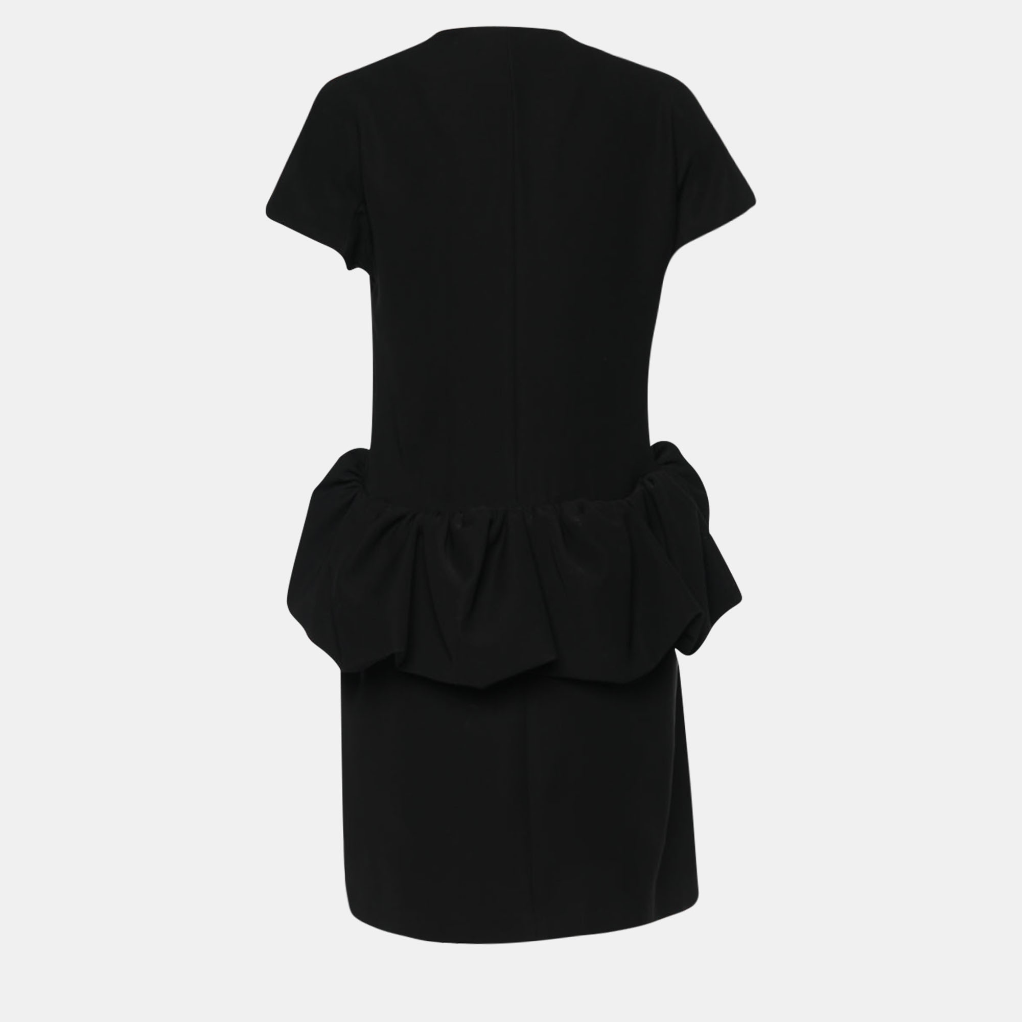 

Balenciaga Black Crepe Ruffled Detail Midi Dress