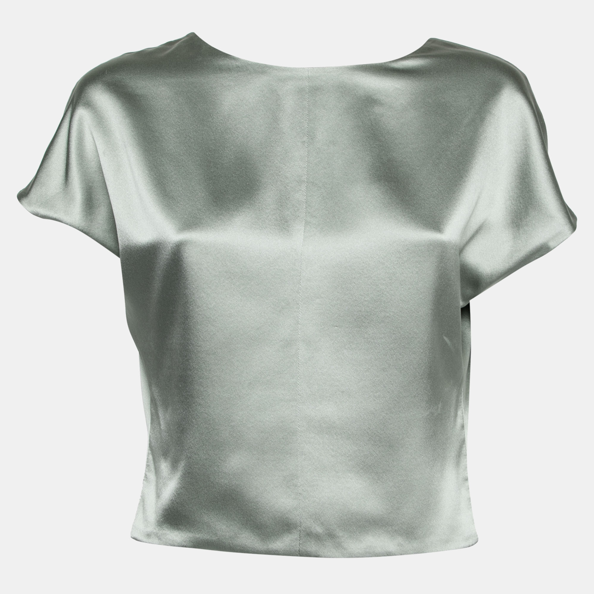 

Balenciaga Green Silk Satin V-Neck Top