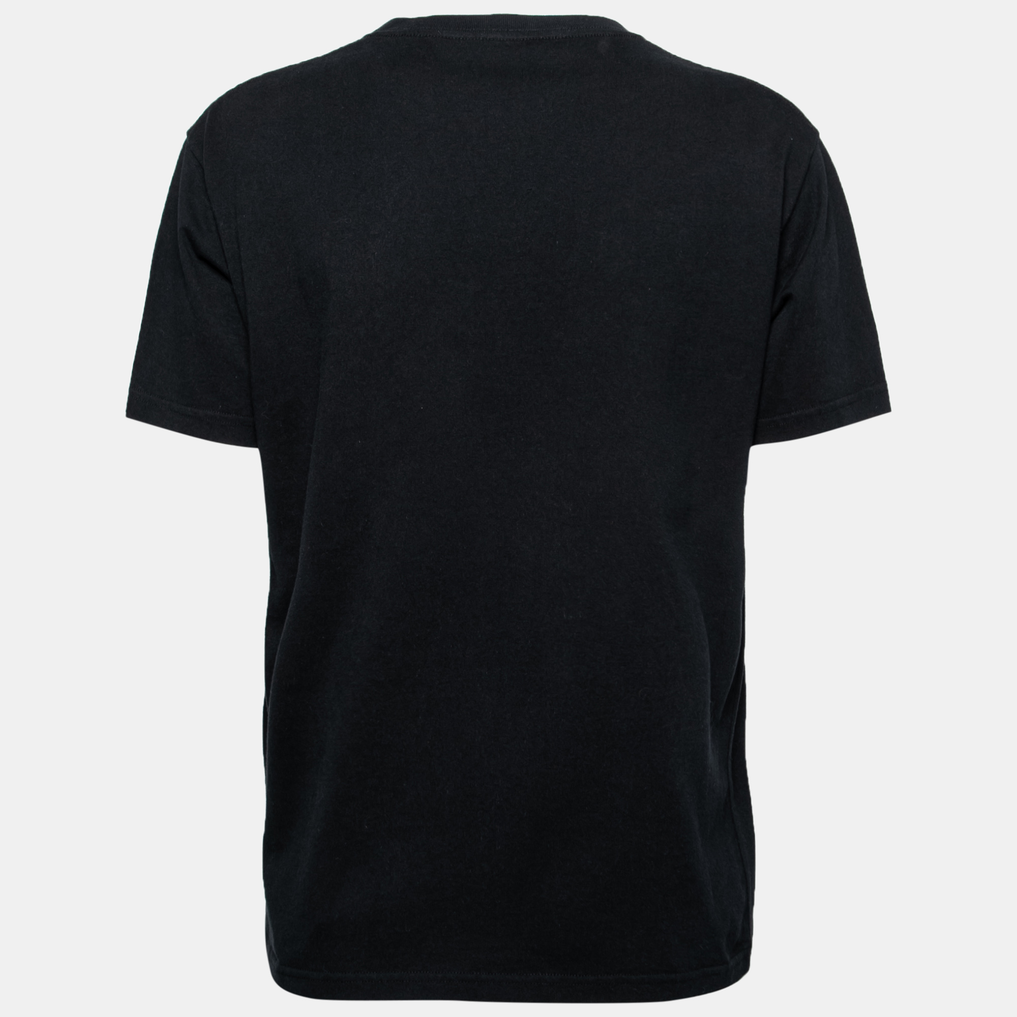 

Balenciaga Black Cotton Rainbow Embroidered Logo T-Shirt