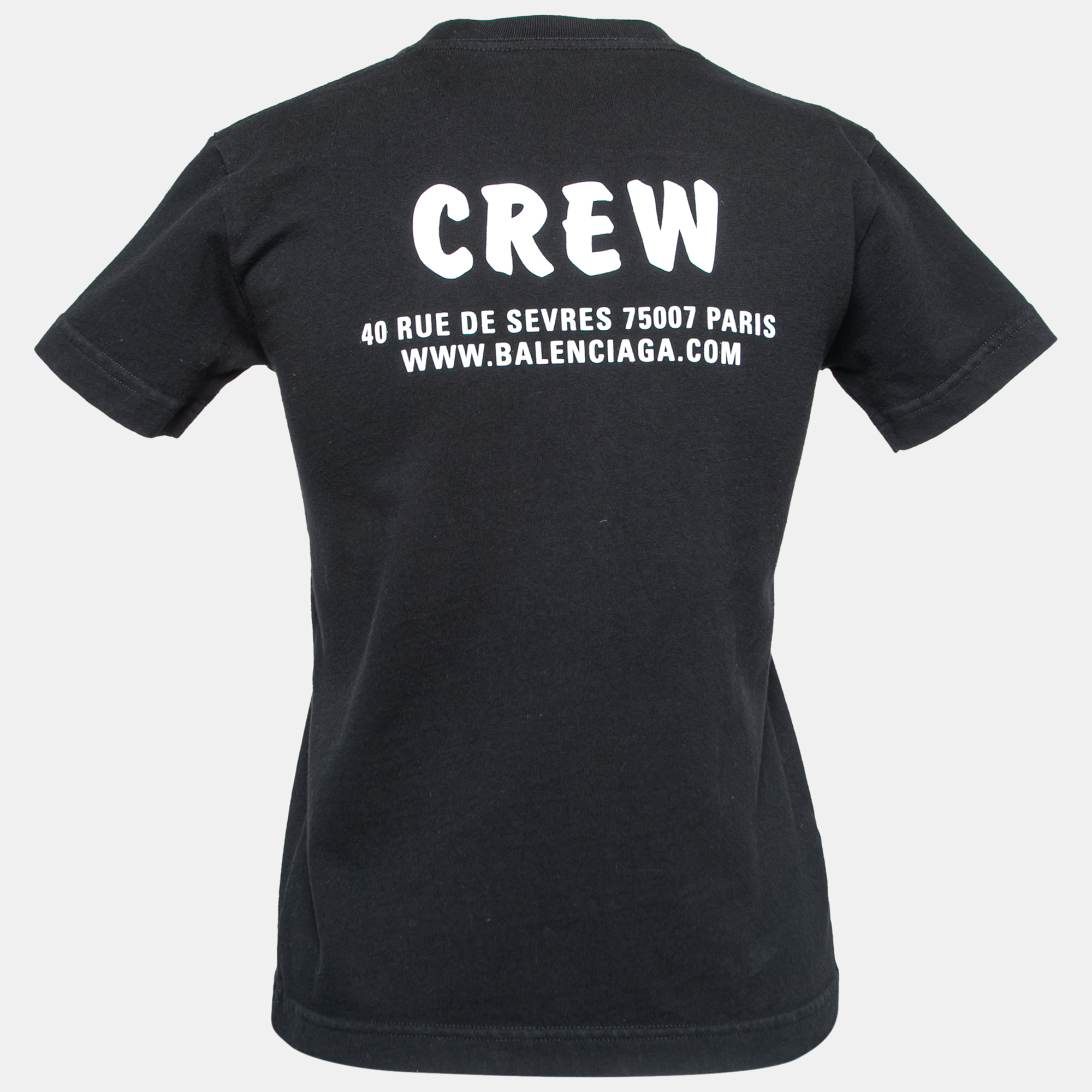 

Balenciaga Black Logo Print Cotton Crewneck T-Shirt