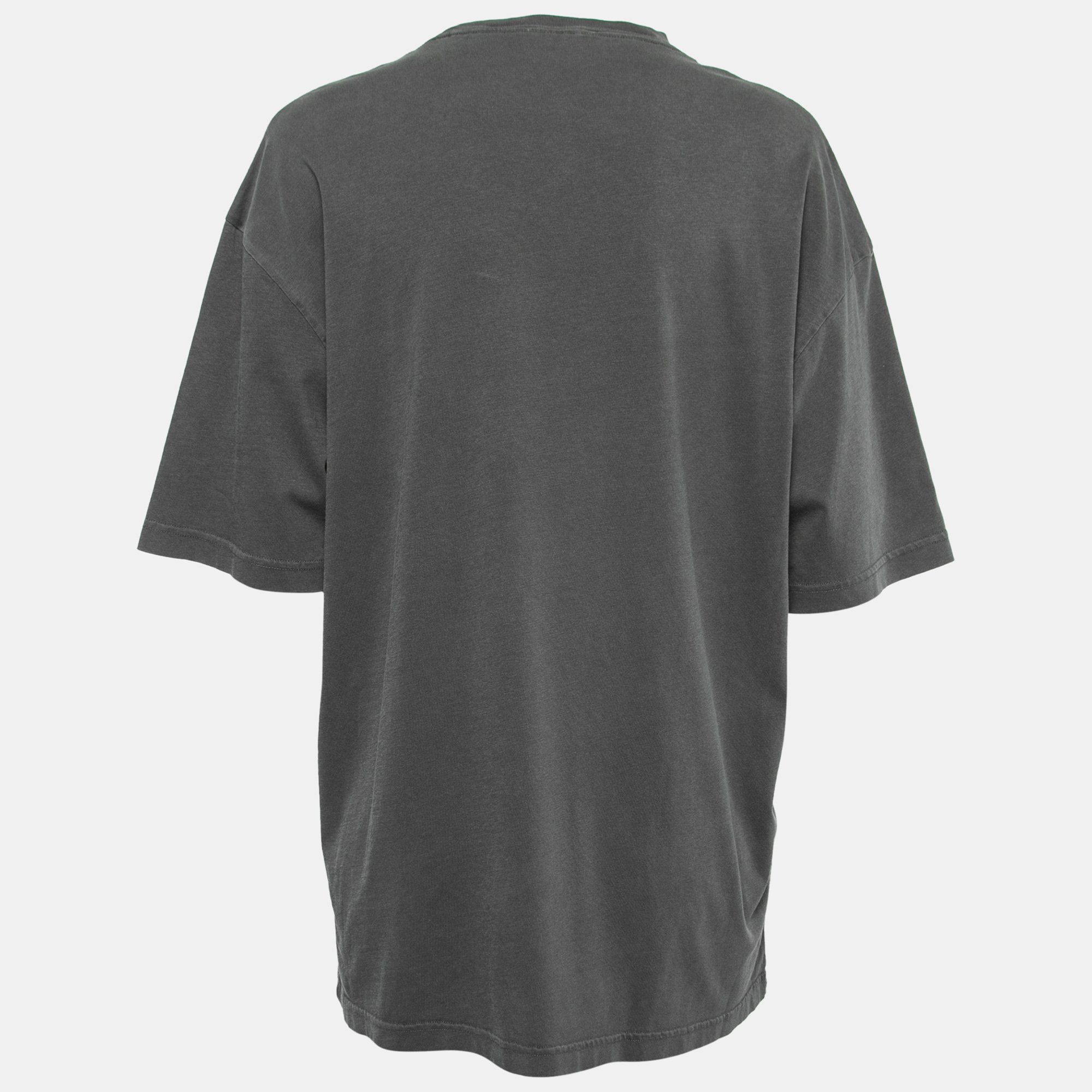 

Balenciaga Grey Cotton Oversized Logo Printed T-Shirt