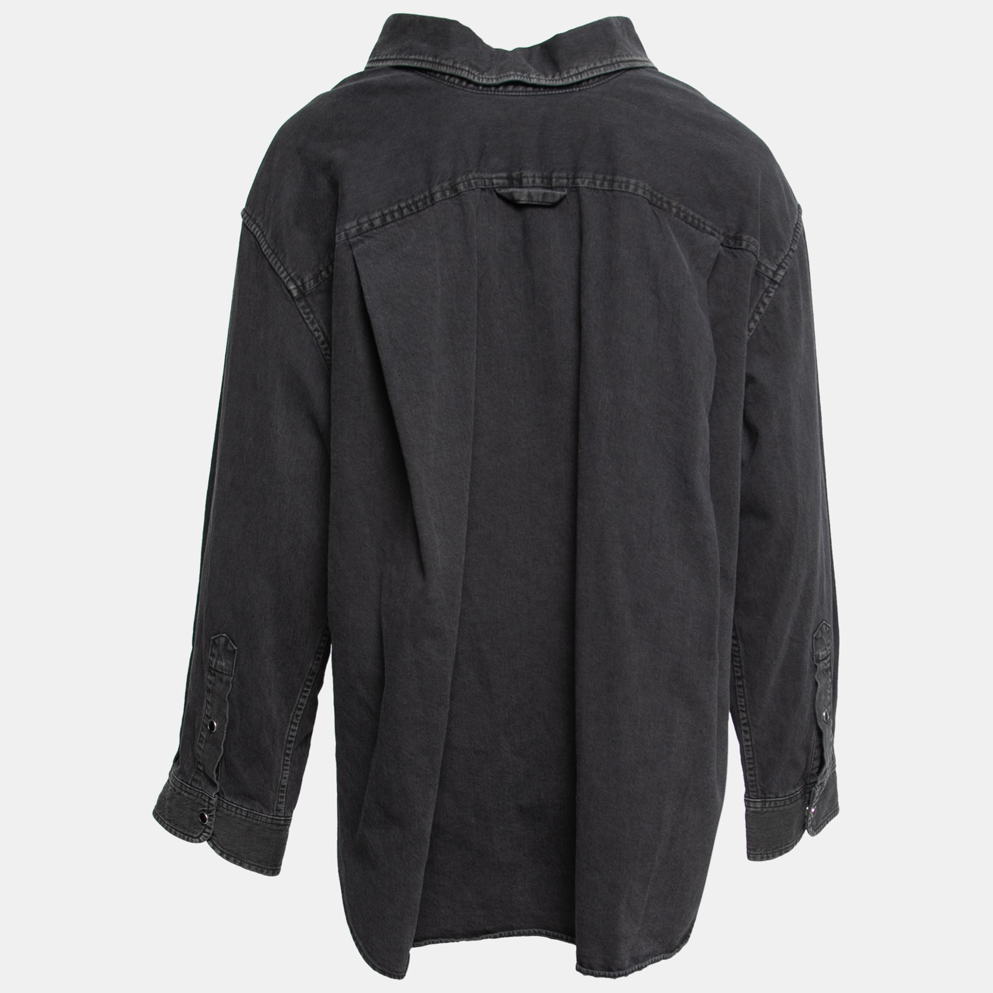 

Balenciaga Black Denim Swing Collar Oversized Shirt