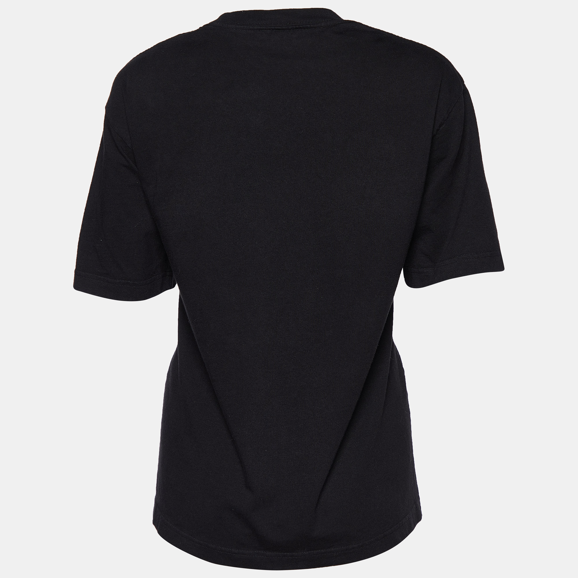 

Balenciaga Black Logo Printed Cotton Knit Oversized T-Shirt