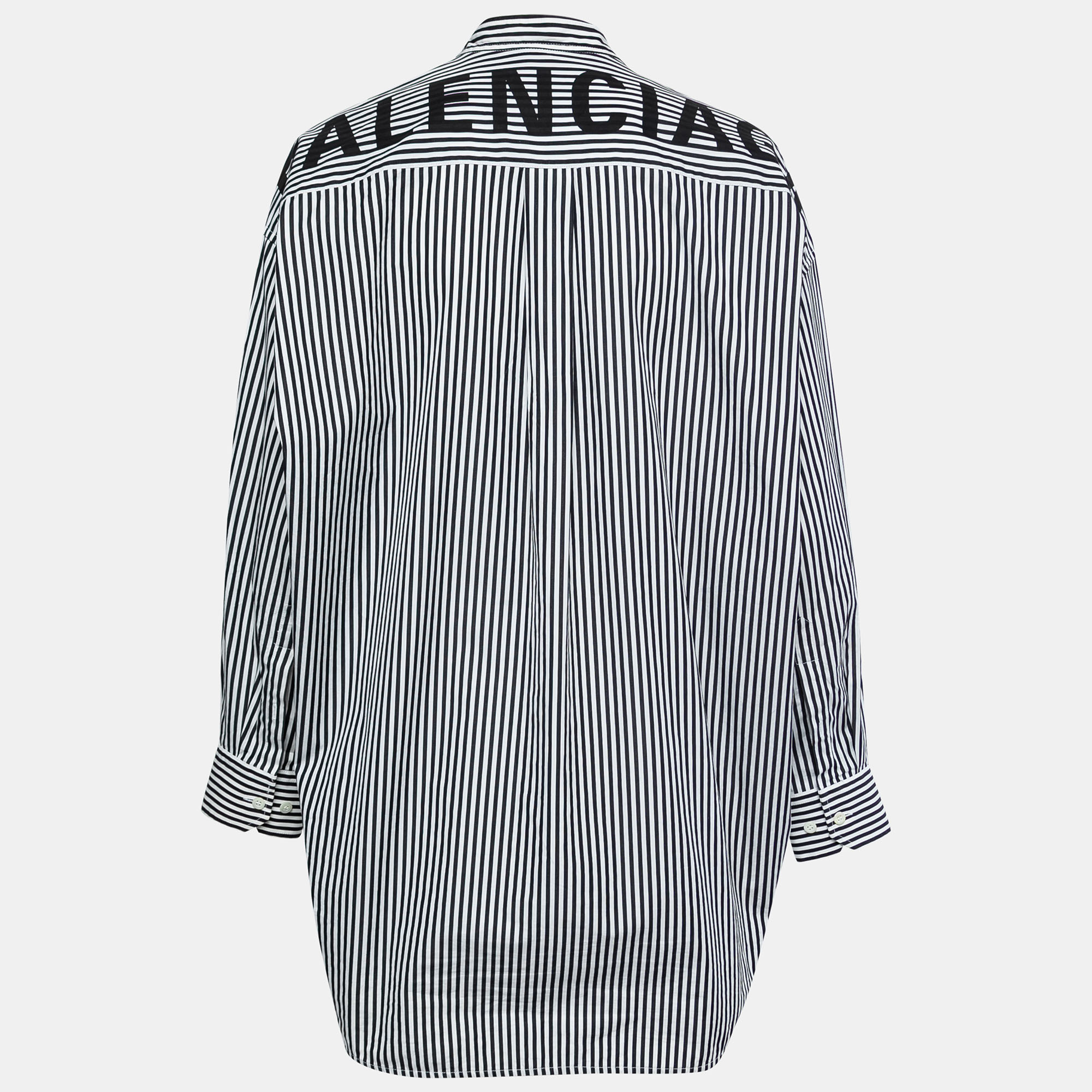 

Balenciaga Black Striped Cotton Oversized Shirt