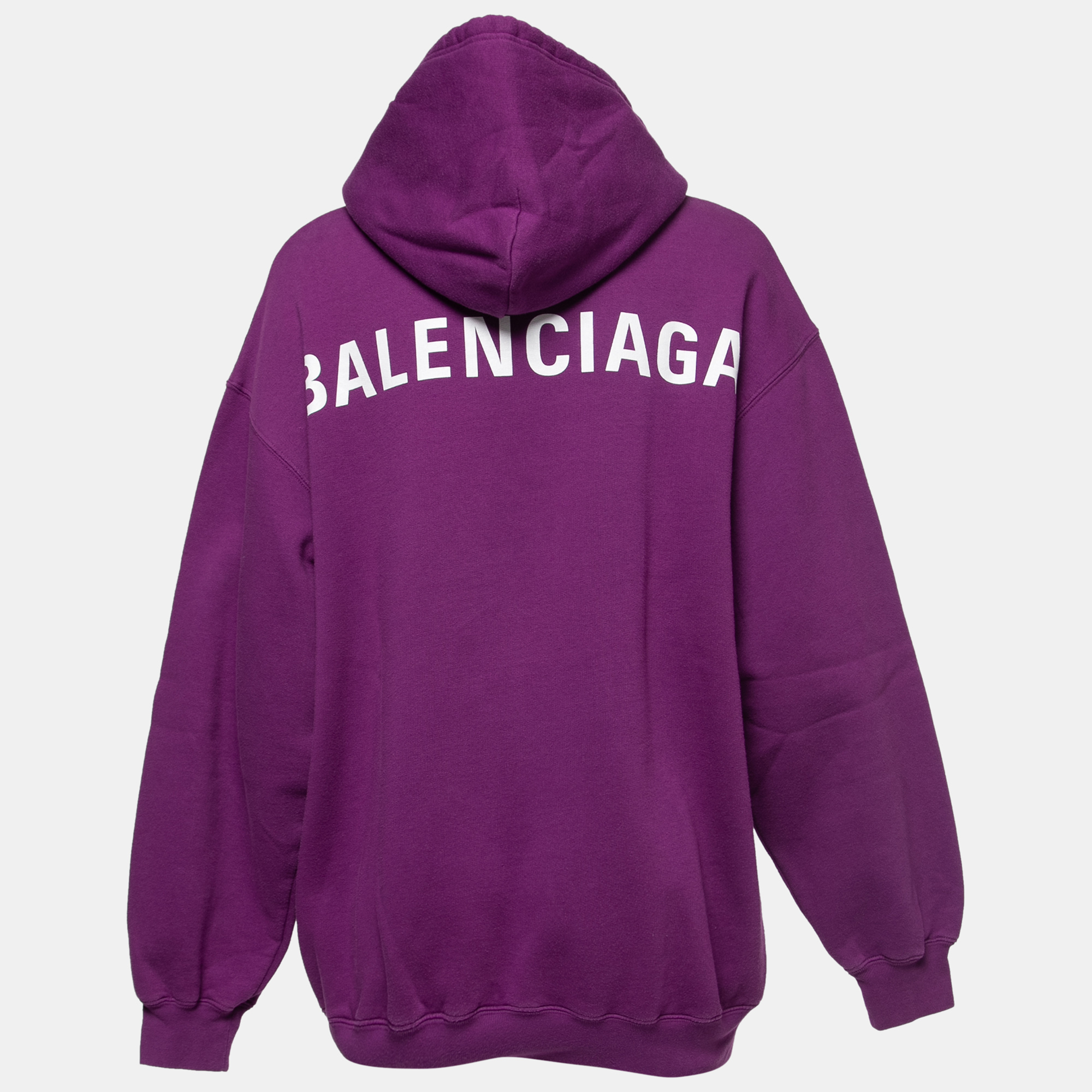 

Balenciaga Purple Cotton Knit Logo Printed Oversized Hoodie