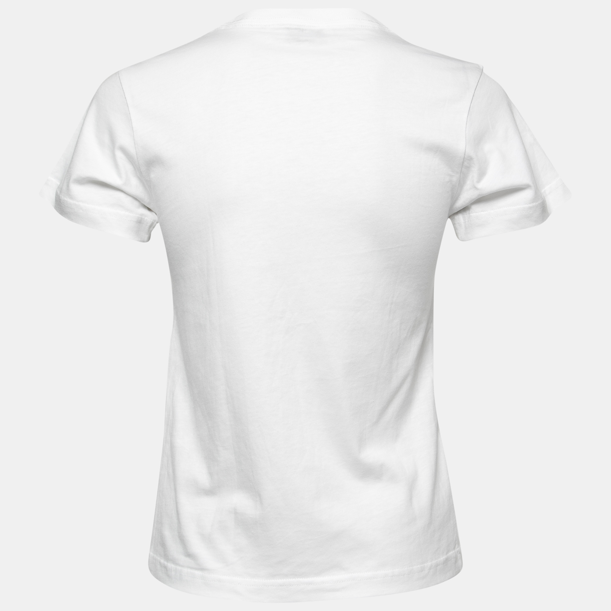 

Balenciaga White Cotton Printed Crew Neck T Shirt