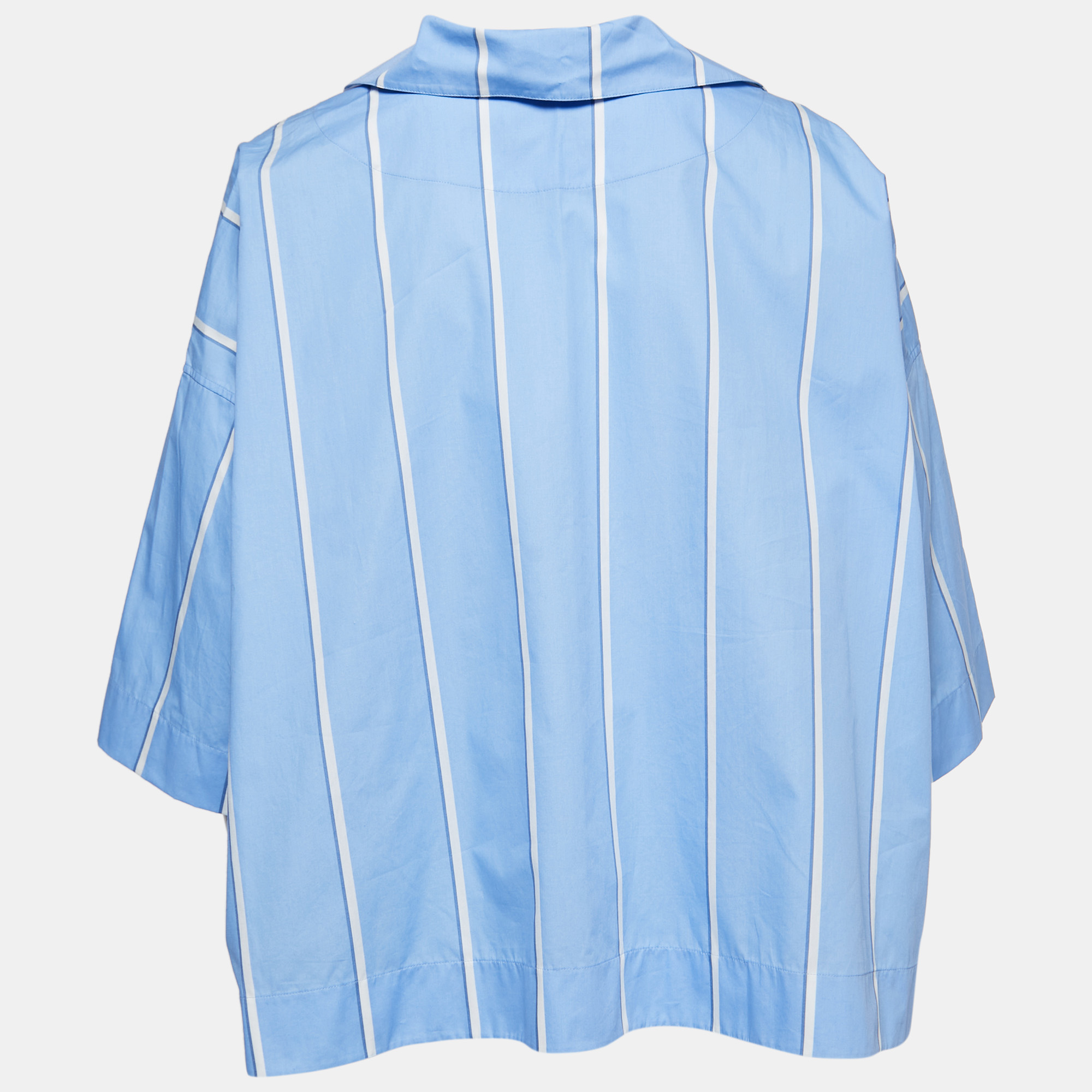 

Balenciaga Blue Striped Cotton Oversized Tunic Top