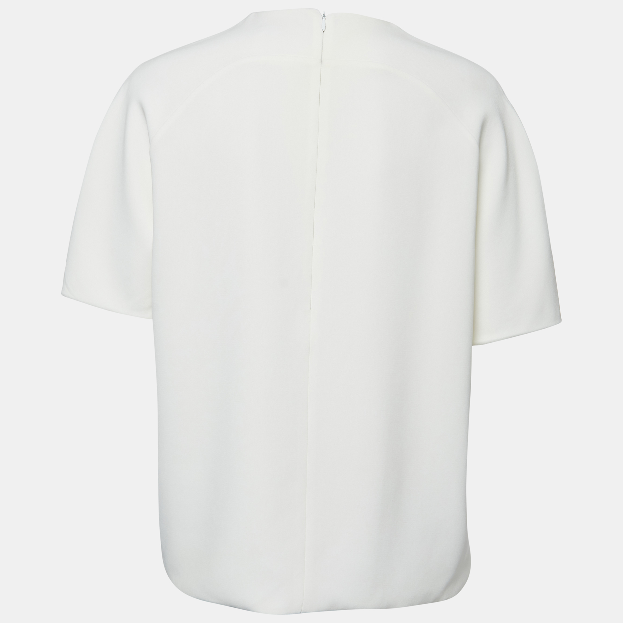 

Balenciaga White Crepe Short-Sleeve Top