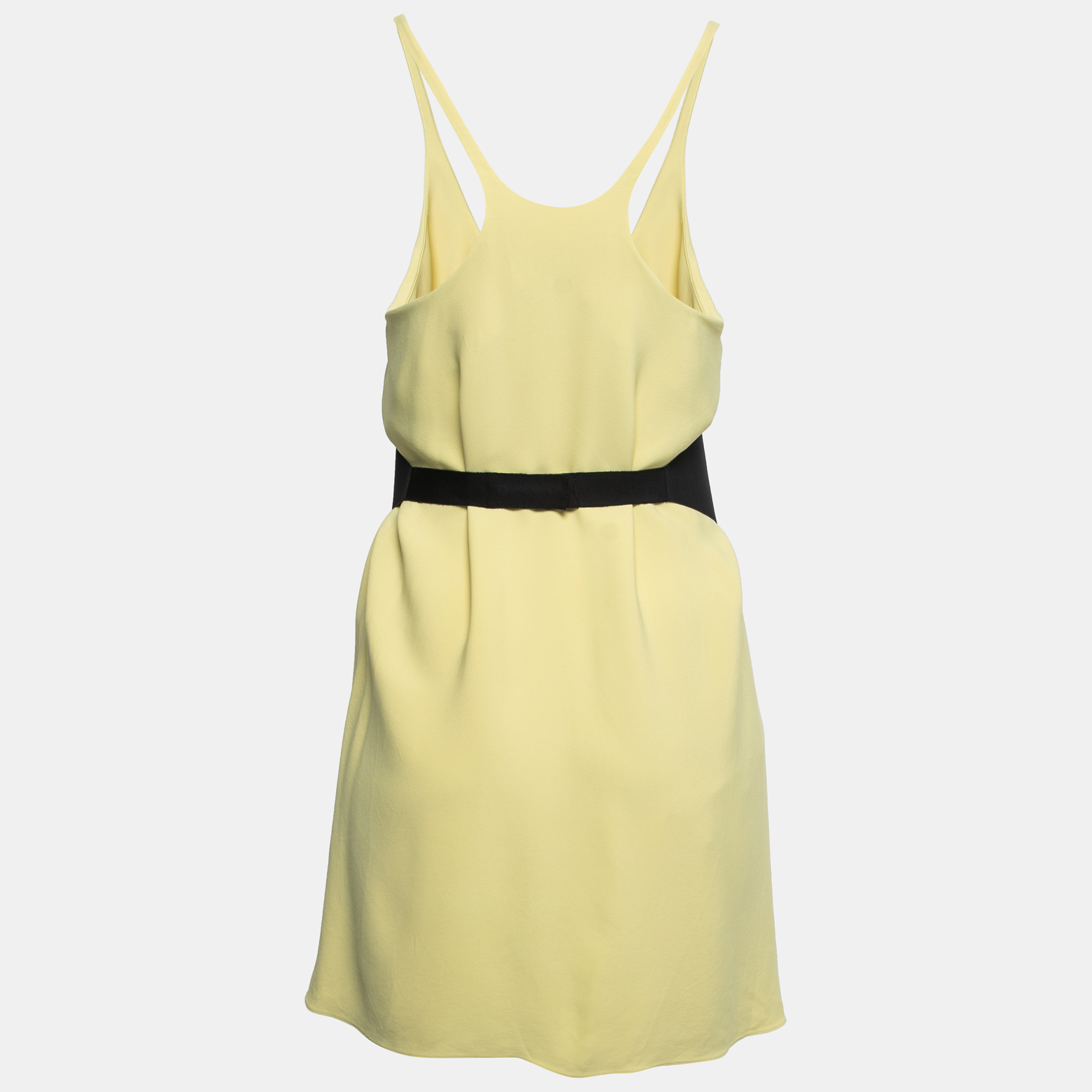 

Balenciaga Yellow Crepe Sleeveless Belted Short Dress