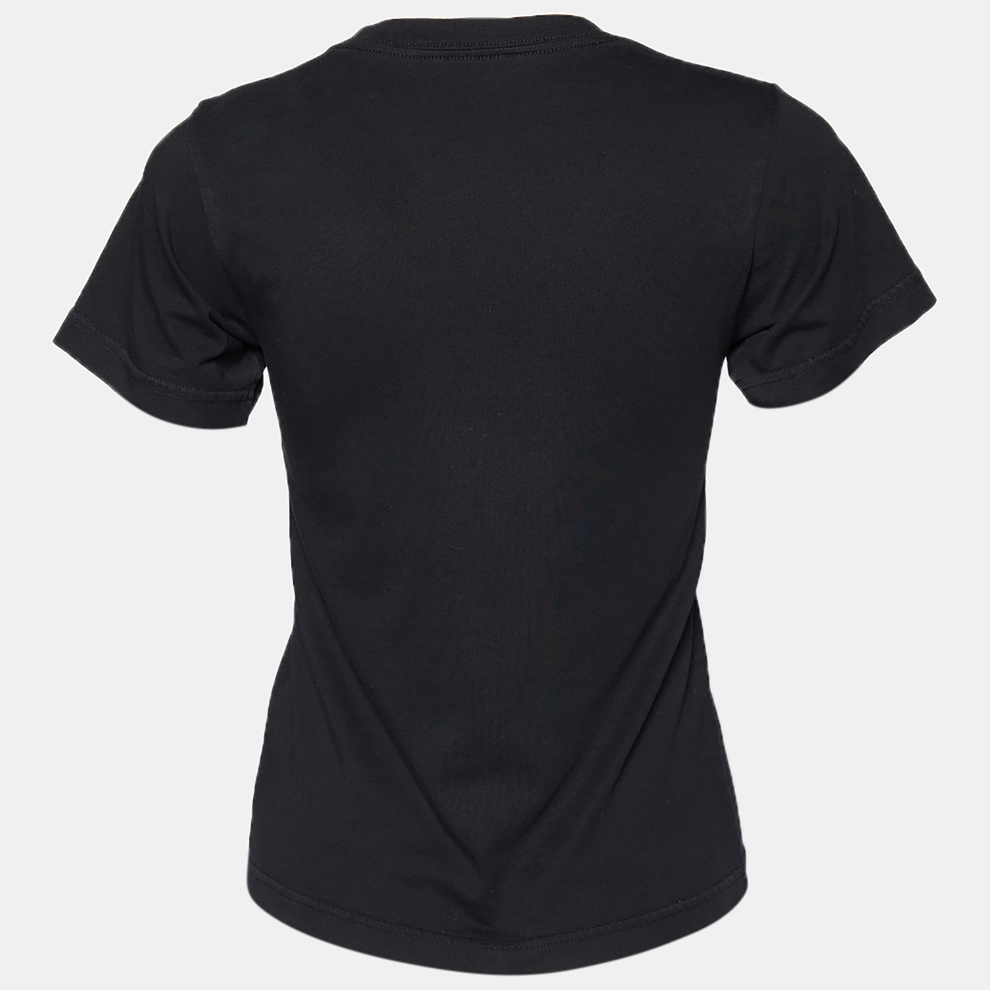 

Balenciaga Black Cotton Logo Print Crewneck T shirt