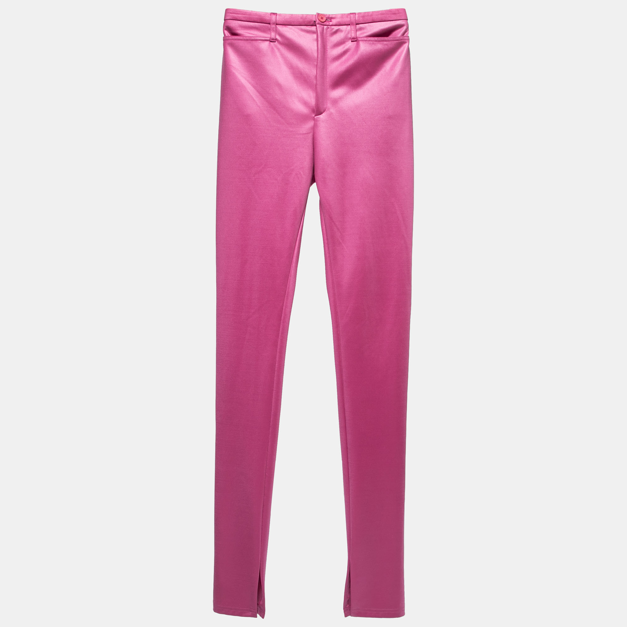 Pre-owned Balenciaga Pink Stretch Knit Slim Fit Pants S