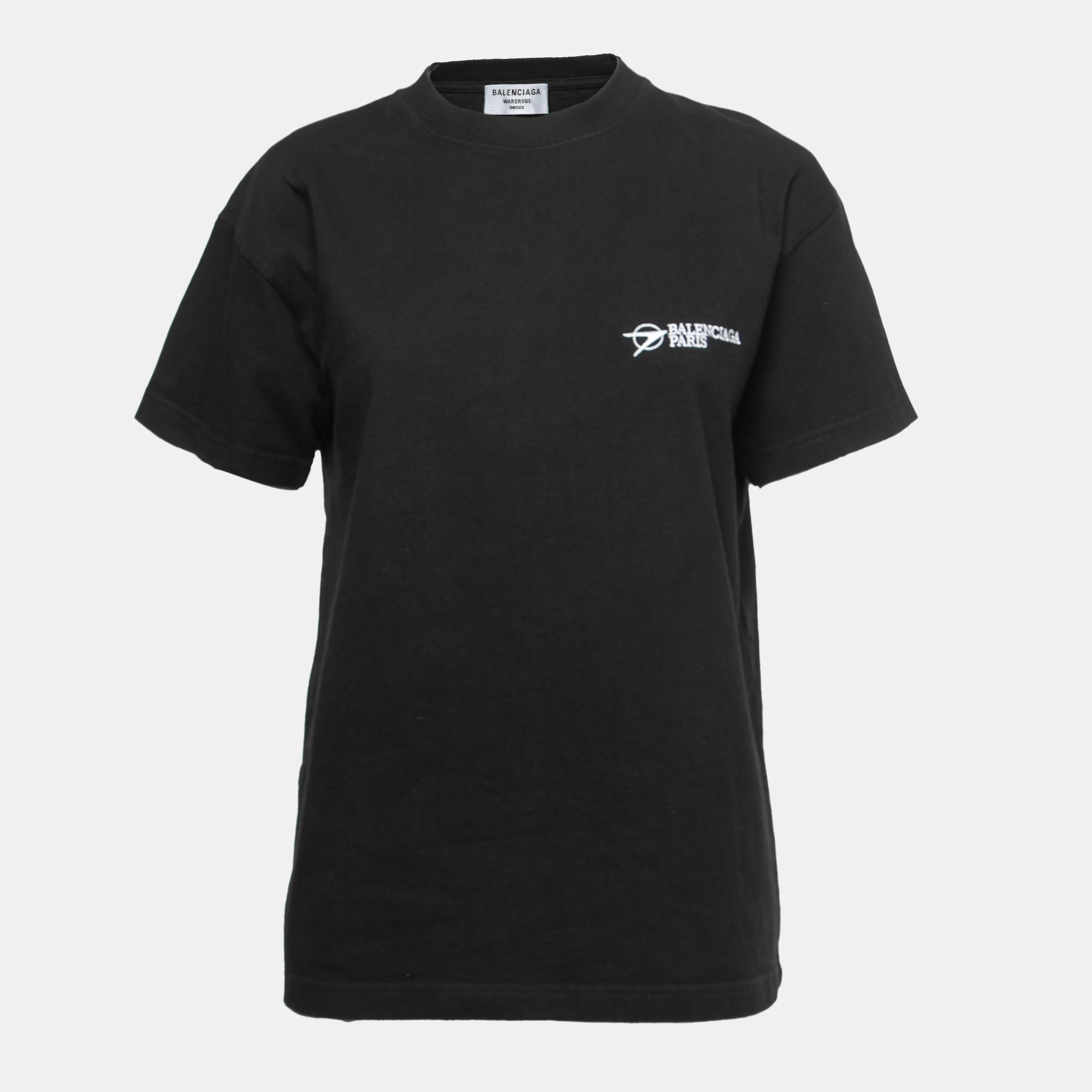 Pre-owned Balenciaga Black Cotton Knit Crew Neck T-shirt S