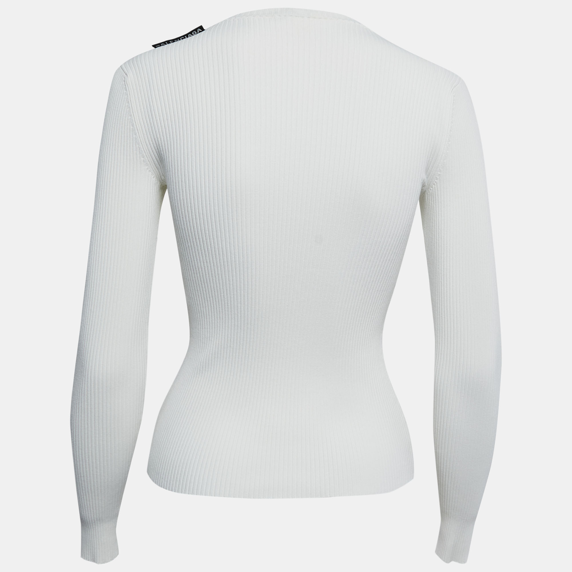 

Balenciaga White Patterned Stretch Knit Full Sleeve T-Shirt
