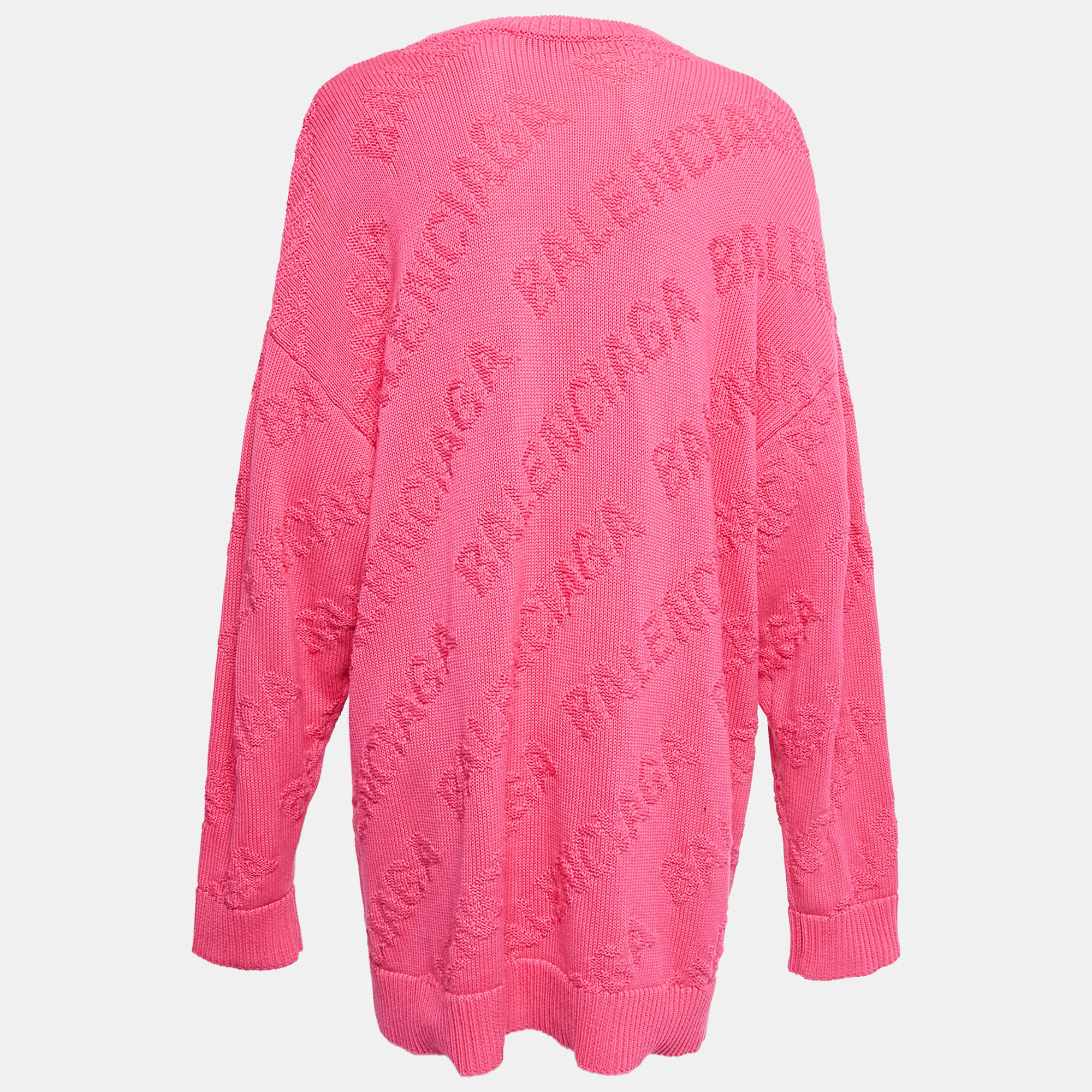 

Balenciaga Pink Textured Logo Knit Jumper