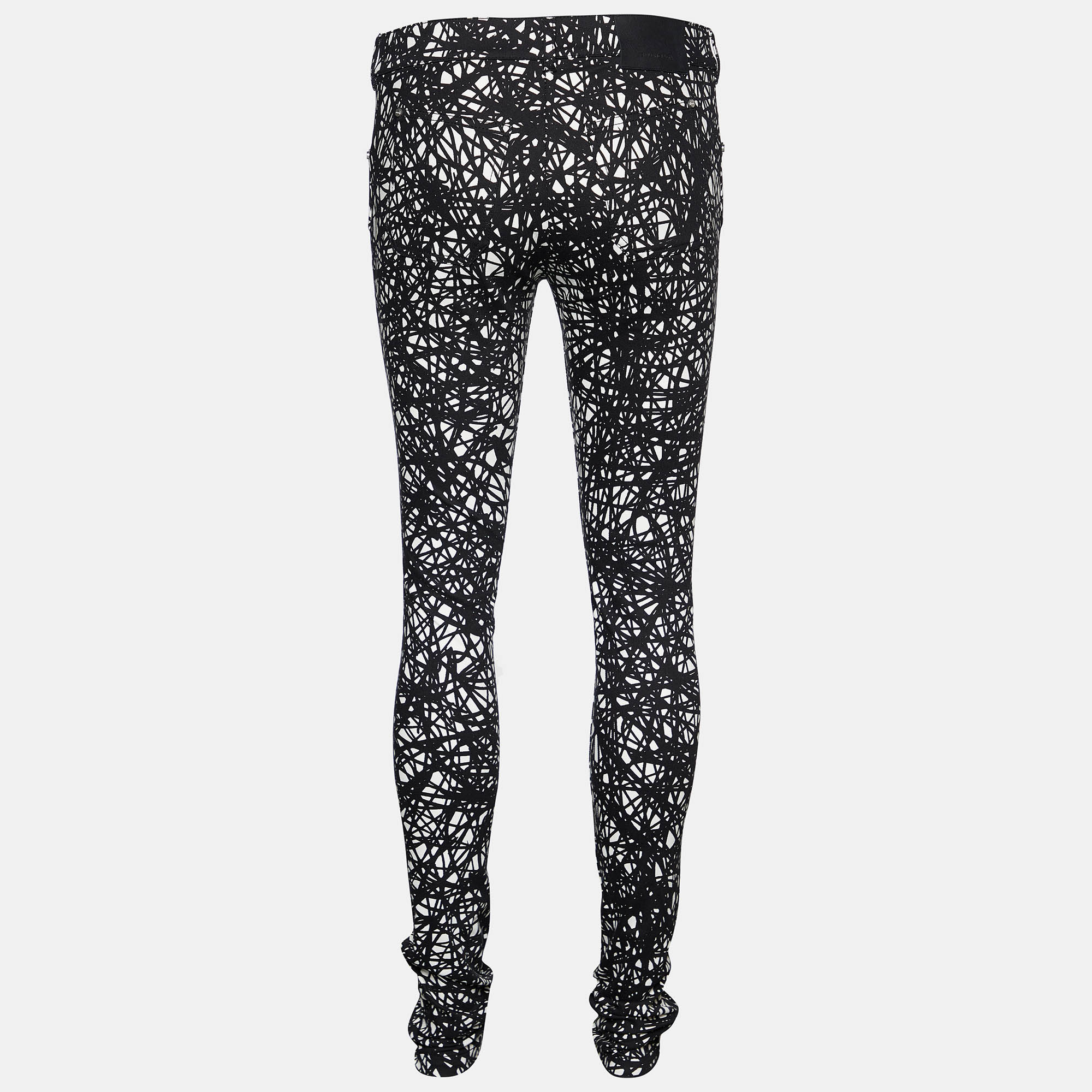 

Balenciaga Black Printed Denim Tapered Leg Pants M