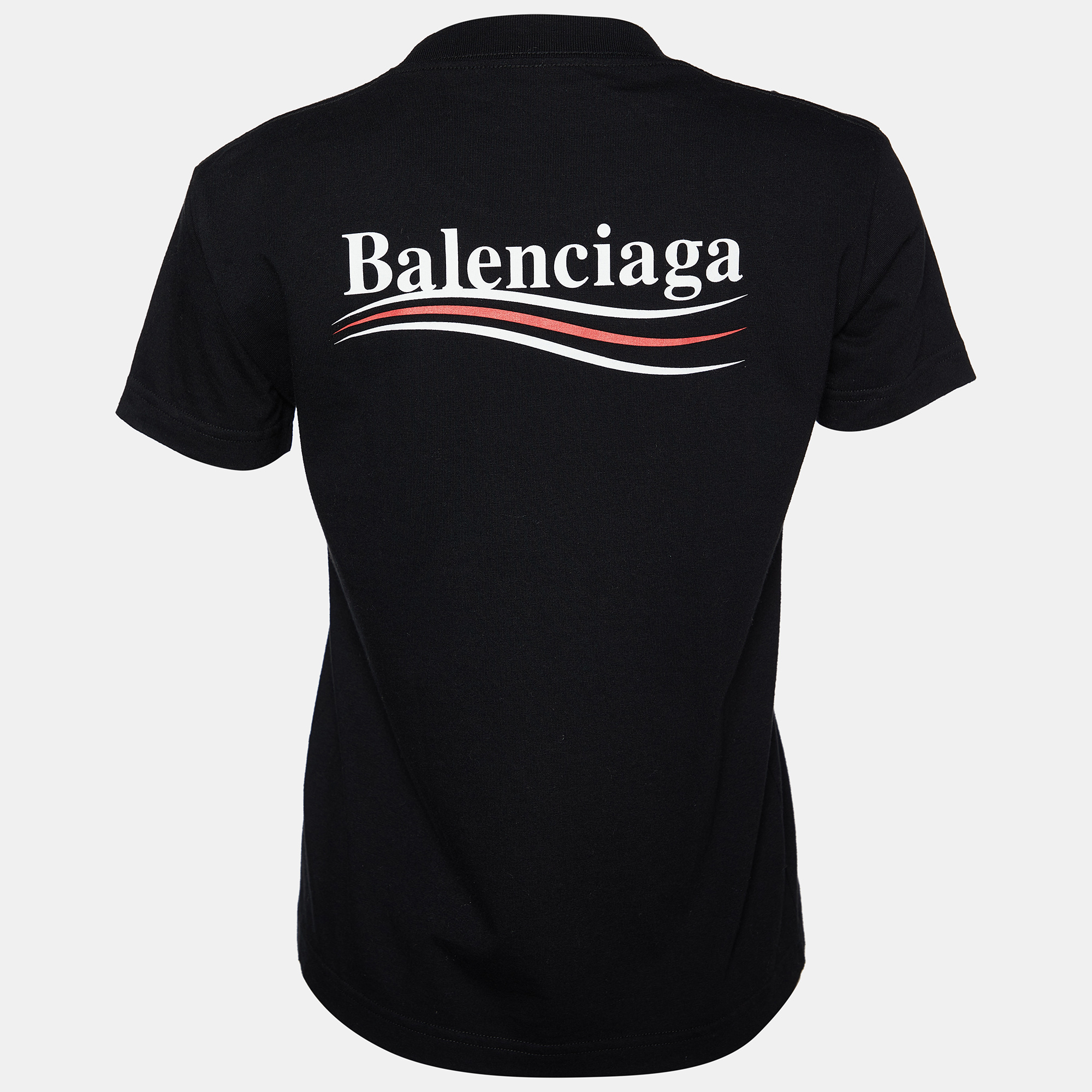 

Balenciaga Black Logo Printed Cototn Knit T-Shirt