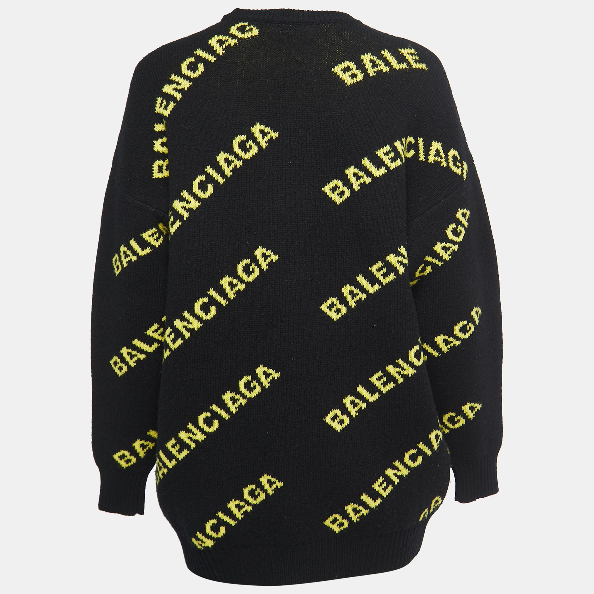 

Balenciaga Black All Over Logo Wool Oversized Sweater