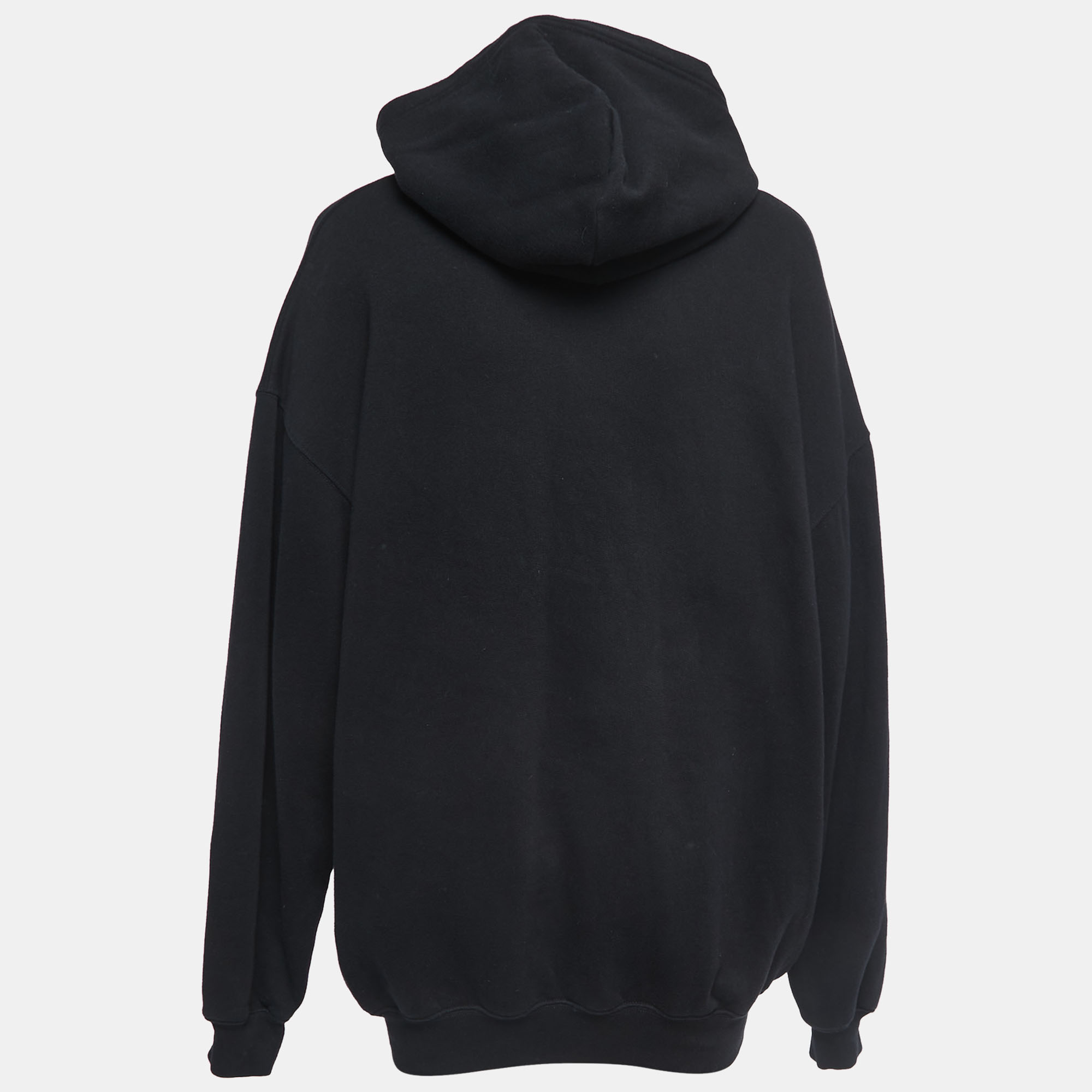 

Balenciaga Black Logo Embroidered Cotton Hoodie
