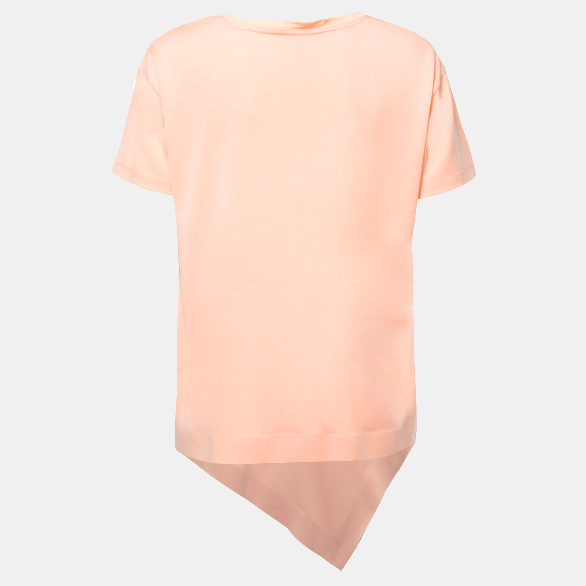 

Balenciaga Peach Jersey Asymmetrical Hem Crew Neck T-Shirt, Orange