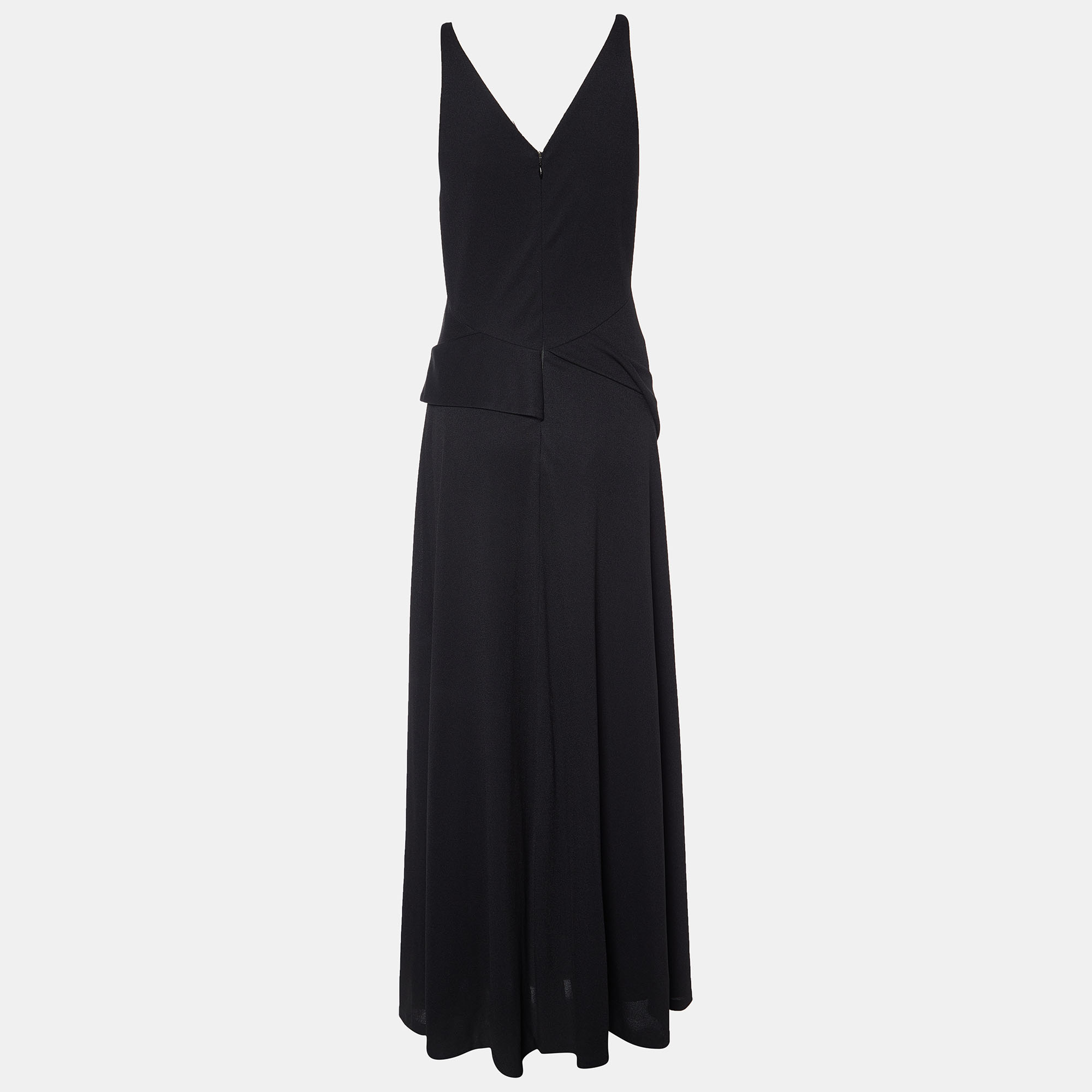 

Balenciaga Black Crepe Sleeveless Draped Maxi Dress