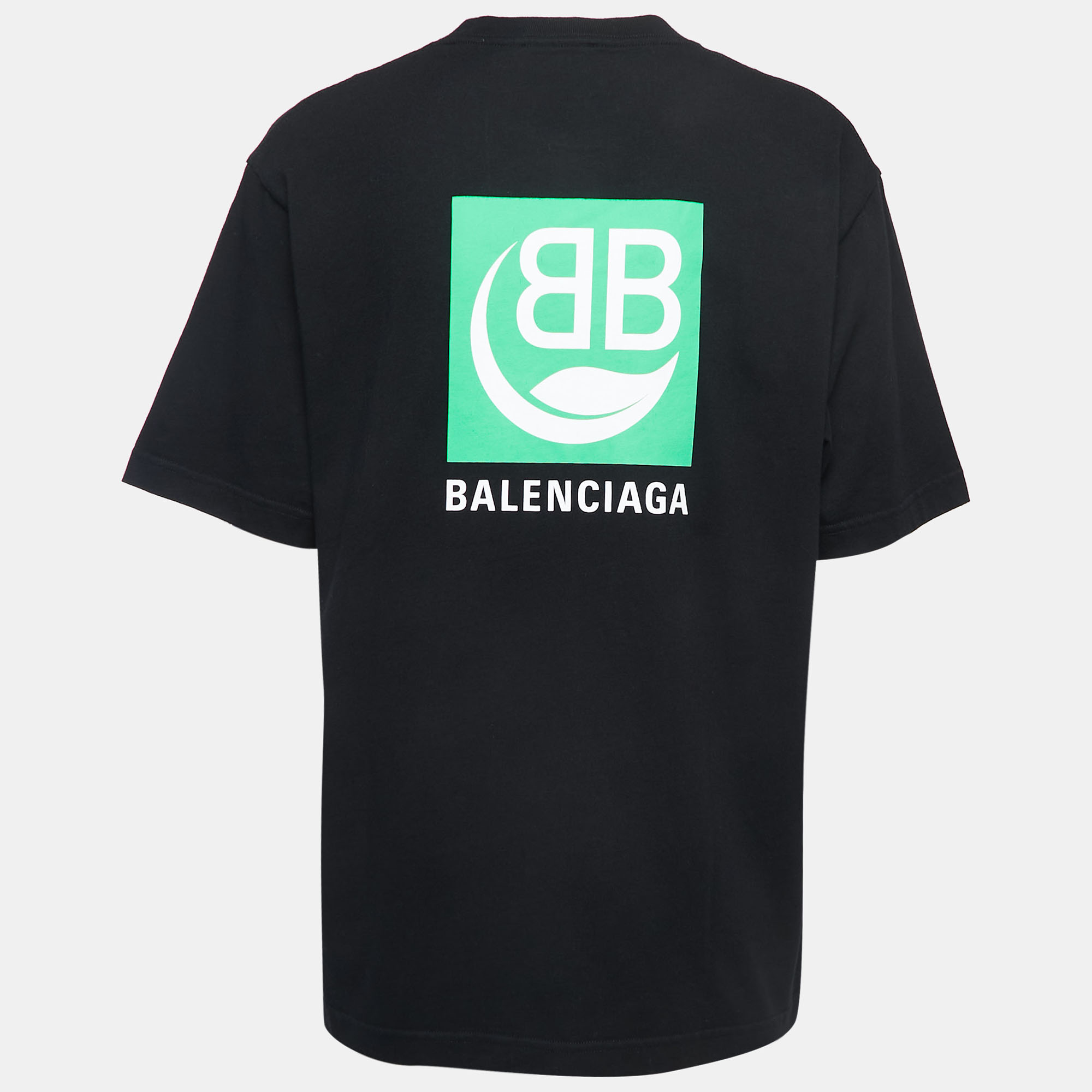 

Balenciaga Black Logo Print Cotton Half Sleeve T-Shirt