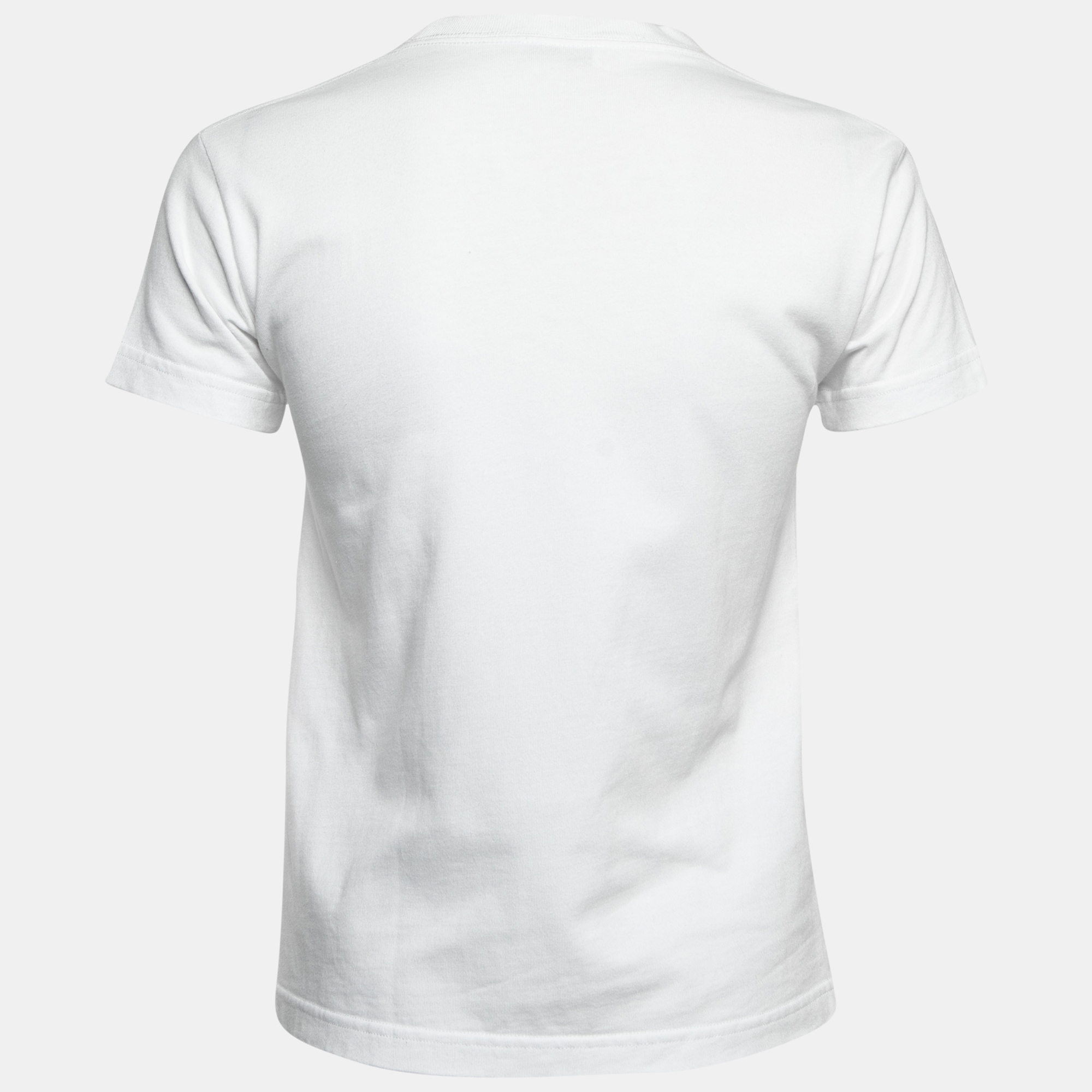 

Balenciaga White Logo Print Cotton Short Sleeve T-Shirt