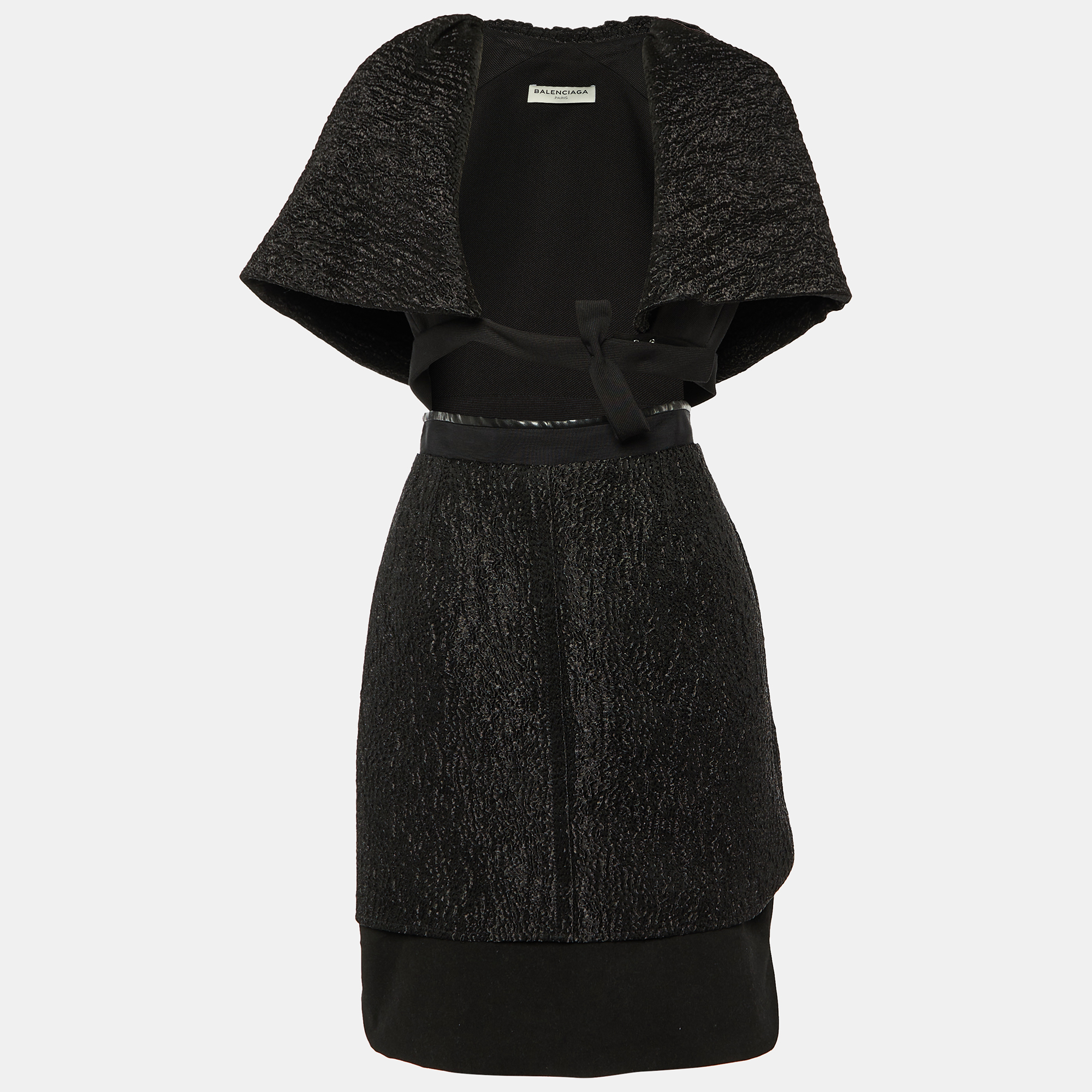 Pre-owned Balenciaga Black Brocade Skirt Top Set M