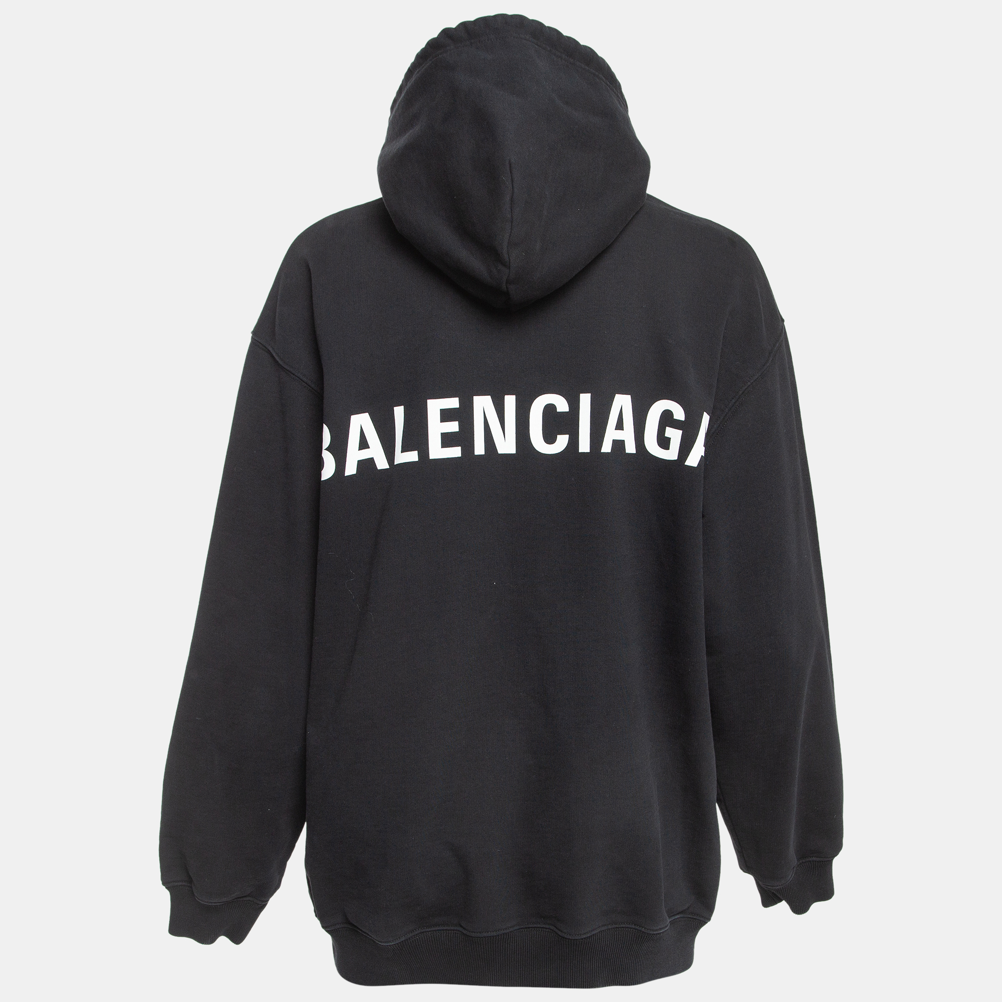 

Balenciaga Black Logo Print Cotton Hoodie